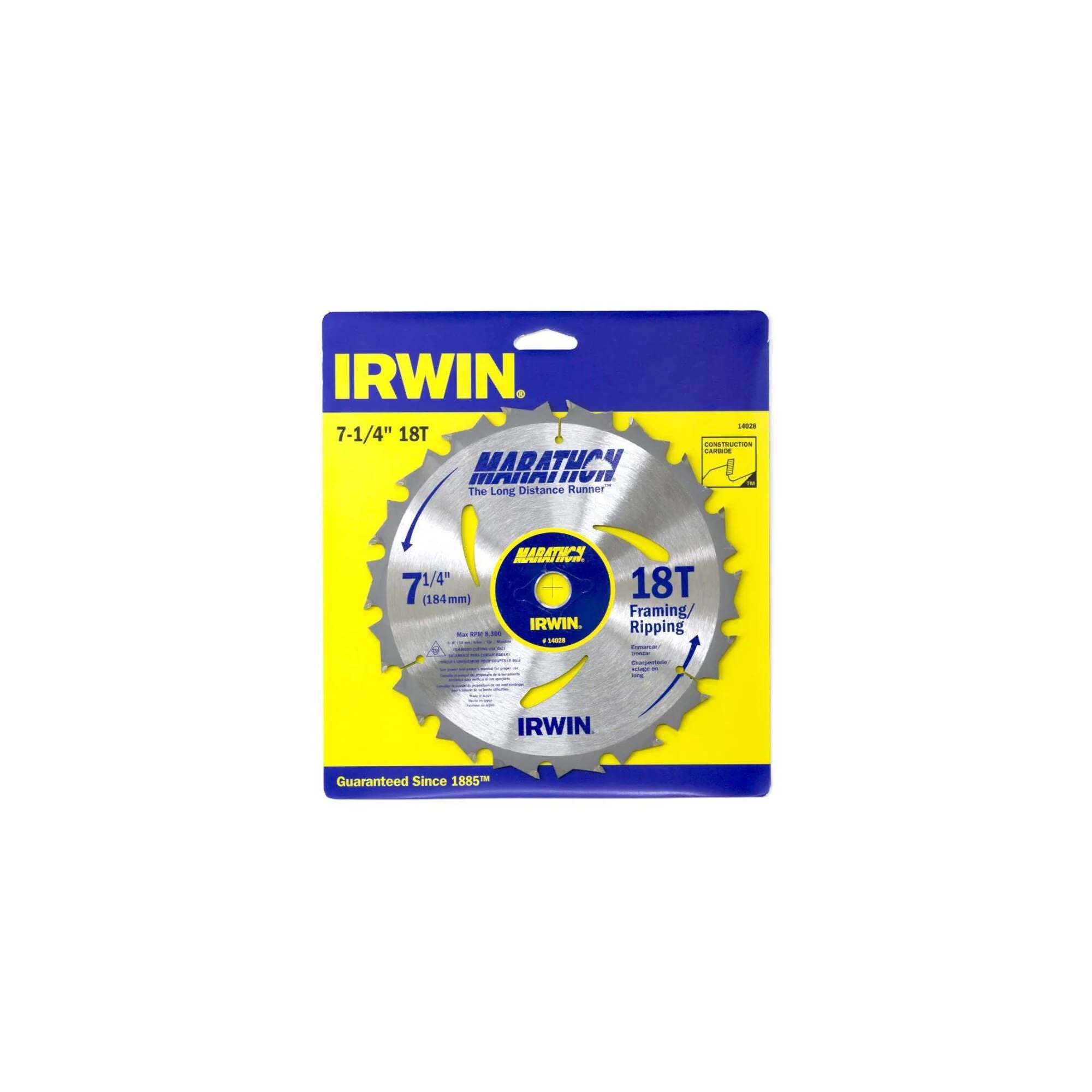 IRWIN MARATHON™ Carbide Corded Circular Saw Blade, 7 1/4-Inch, 18T