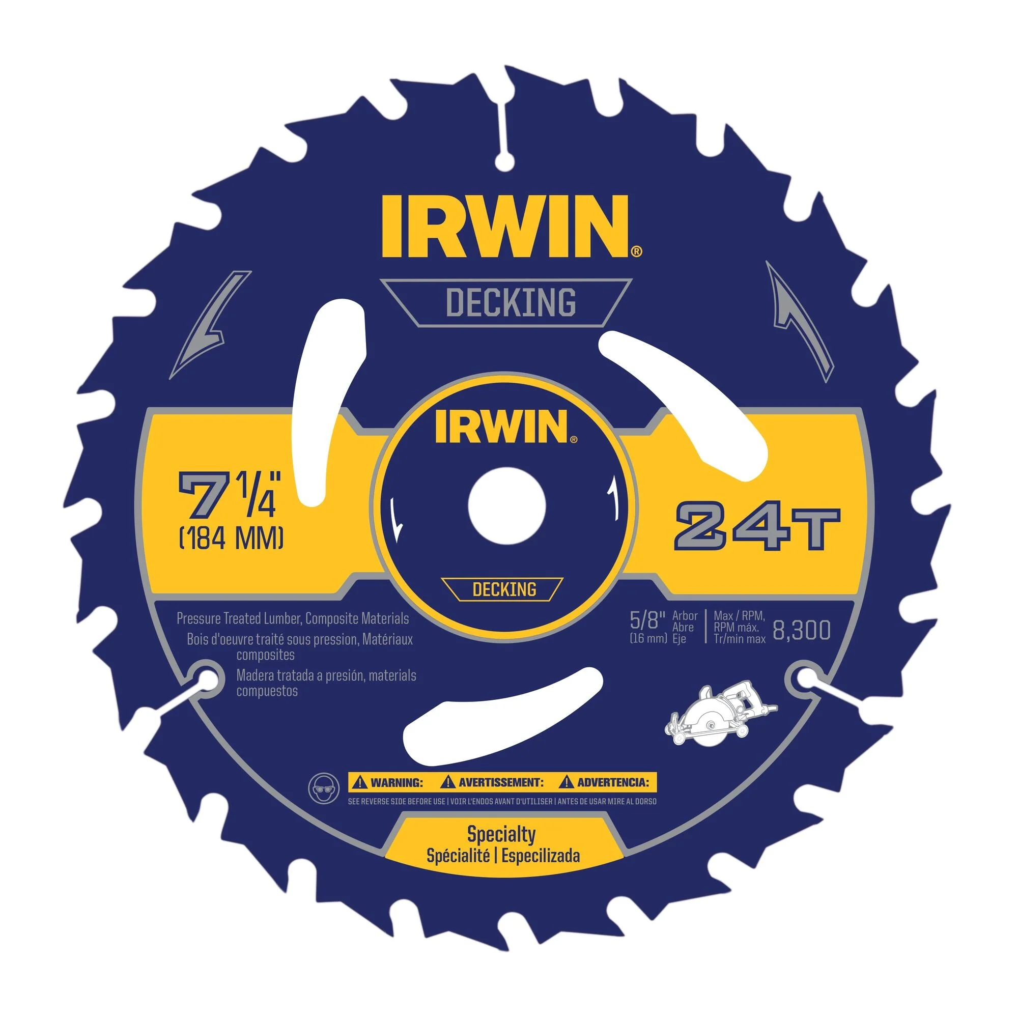 IRWIN MARATHON™ Decking Circular Saw Blade, 7 1/4-Inch, 24T