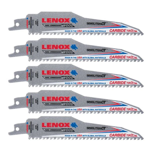 LENOX 6" x 1" Demolition CT Reciprocating Saw Blades (5 Pack)