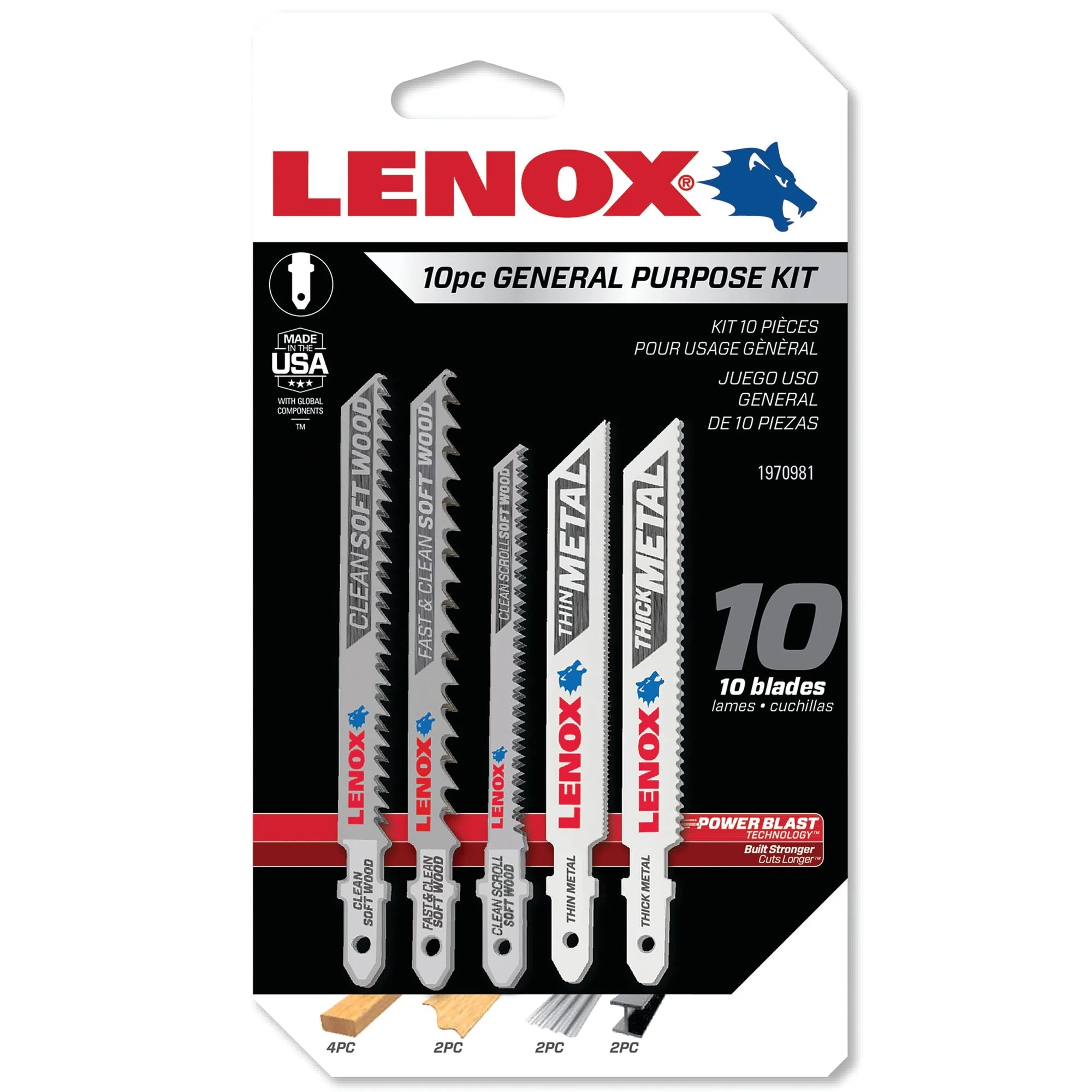 LENOX T-Shank General Purpose Jig Saw Blade Assortment, 10-Piece