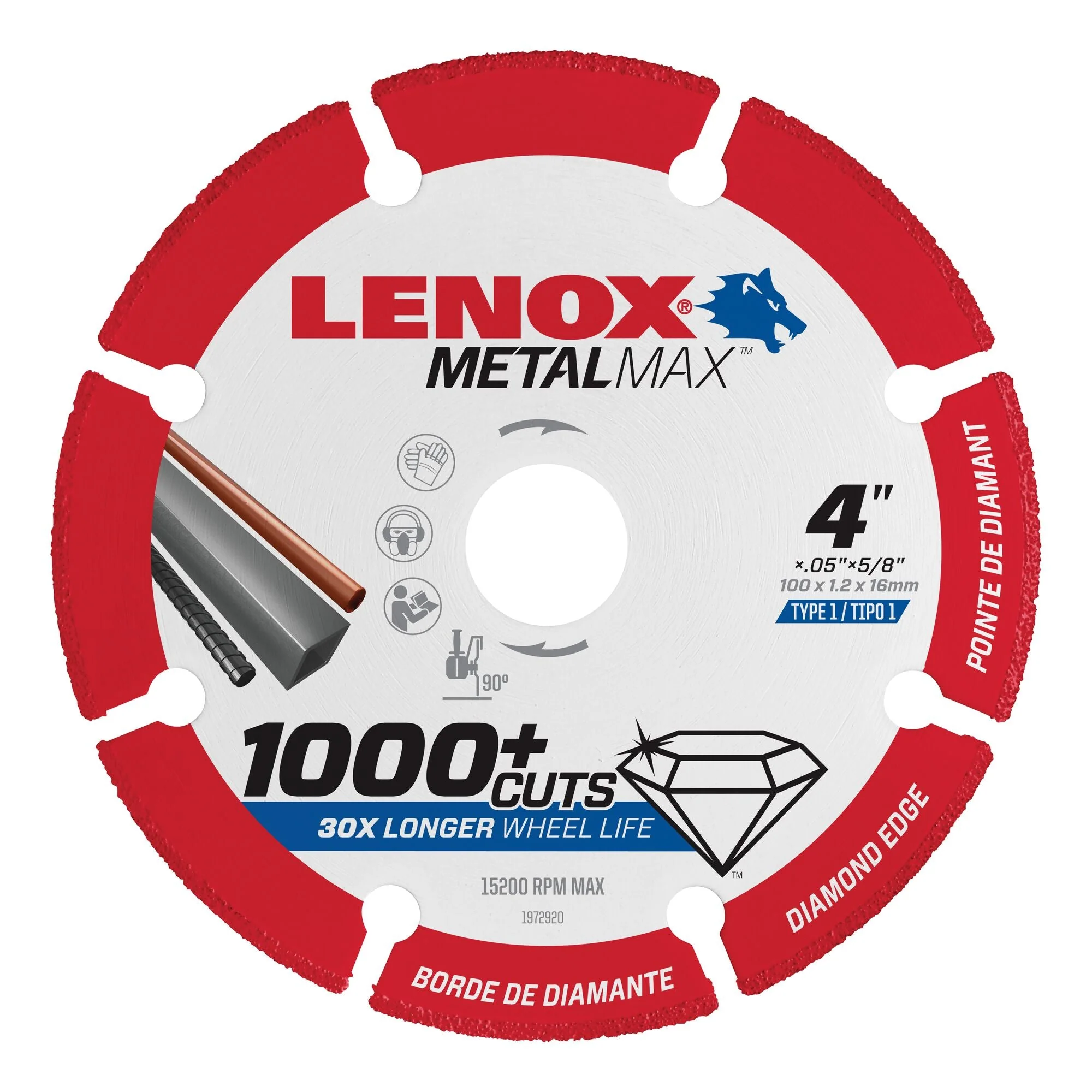 LENOX Tools MetalMax™ Cut Off Wheel, Diamond Edge, 4-Inch X 5/8-Inch