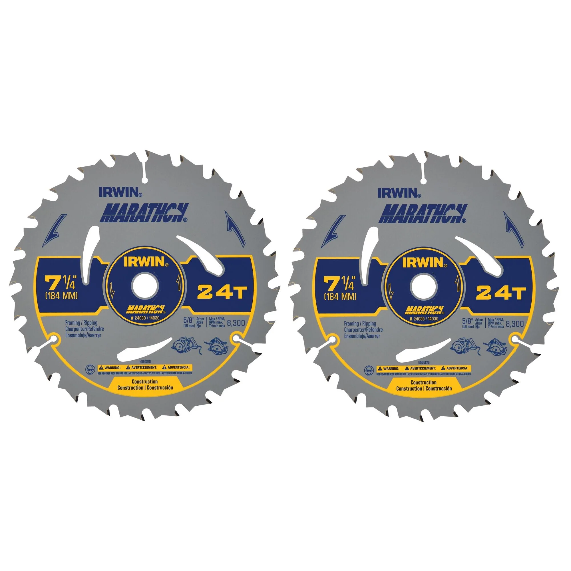 IRWIN Marathon Carbide Corded Circular Saw Blade, 7 1/4-Inch, 24T