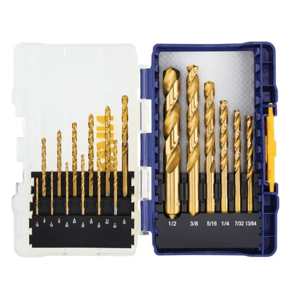 IRWIN 18-Piece Titanium Nitride Coated Turbomax Drill Bit Set With Pro Storage Case