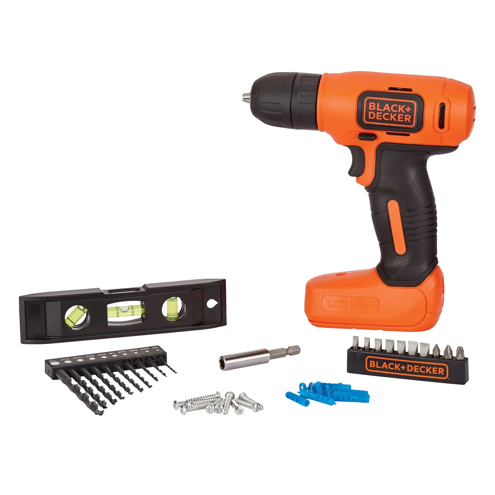 BLACK+DECKER 8V Max Cordless Drill + 43 Pc. Home Decor Project Kit - BDCD8HDPK