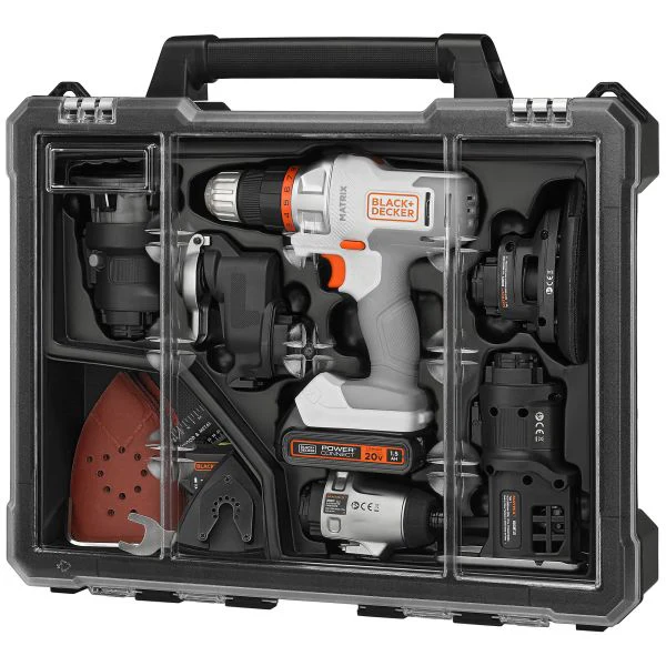 BLACK+DECKER 20V MAX MATRIX Cordless Combo Kit, 6-Tool, White and Orange - BDCDMT1206KITWC