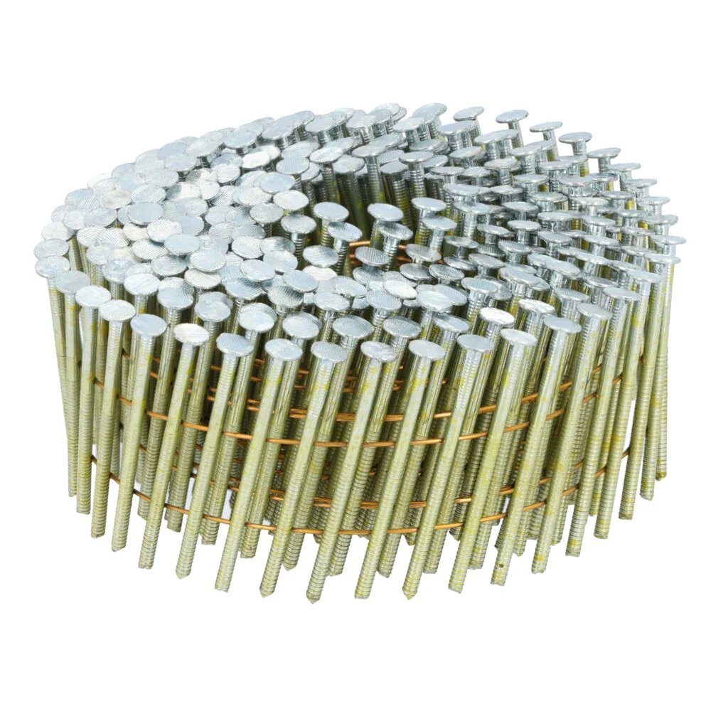 BOSTITCH Thickcoat Round Head 2-Inch By .099-Inch By 15 Degree Ring Shank Coil Framing Nail (3,600 Per Box)