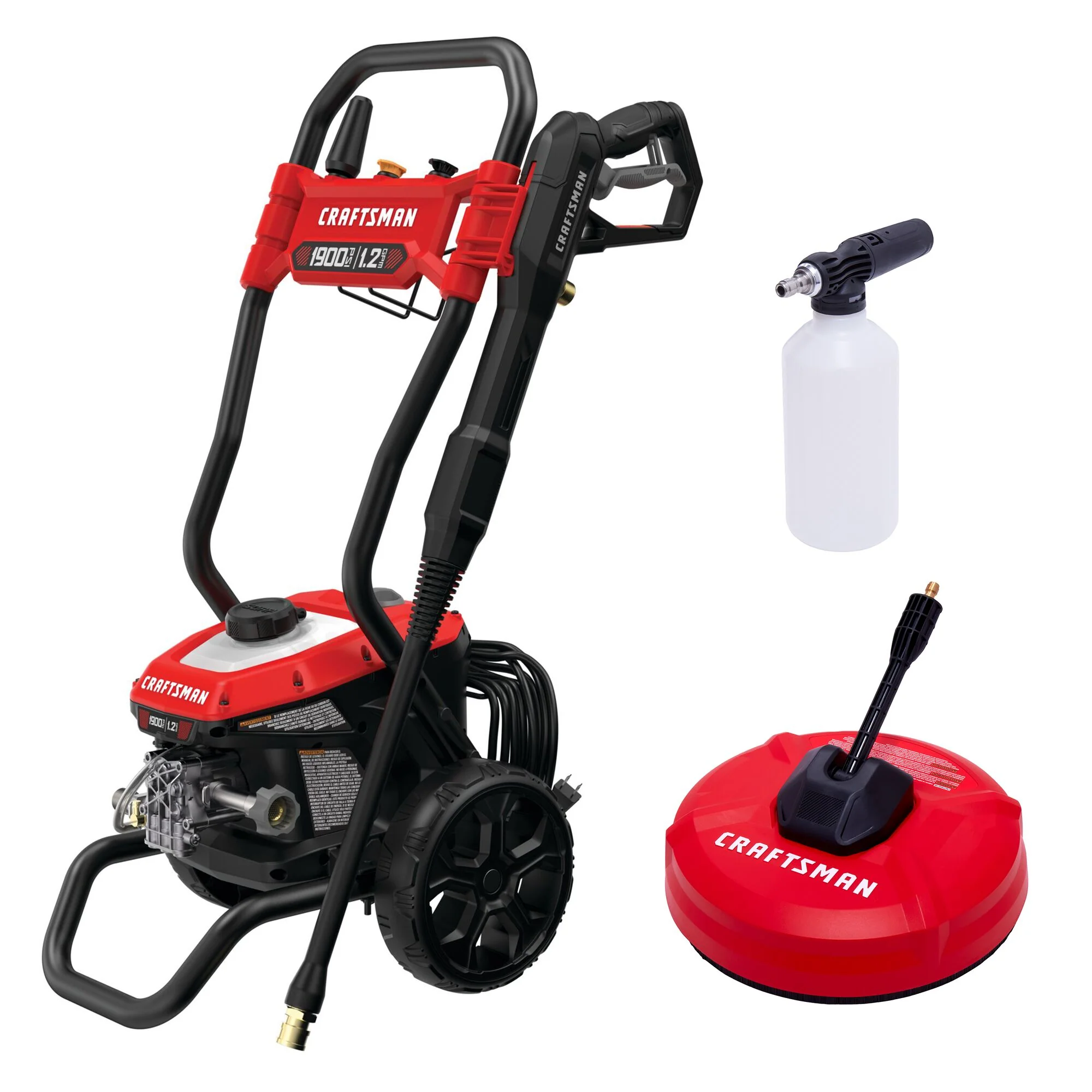 CRAFTSMAN Electric Cold Water Pressure Washer (1900 MAX PSI*) with 12" Surface Cleaner and Soap Applicator