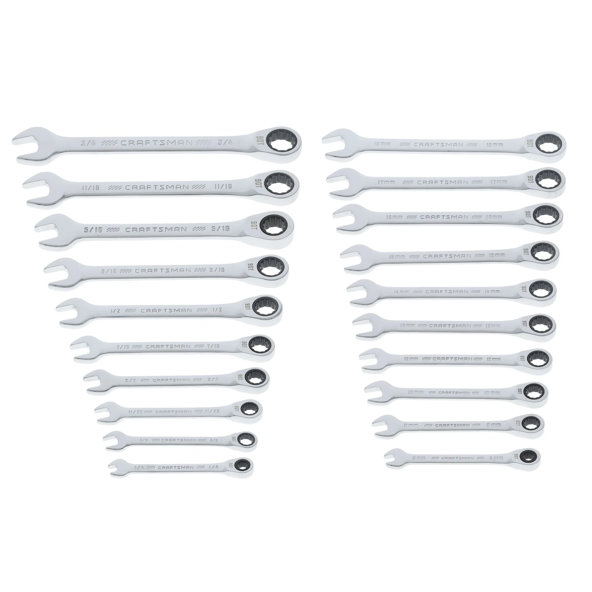 CRAFTSMAN 20-Piece Ratcheting Combination Wrench Set (SAE/Metric)