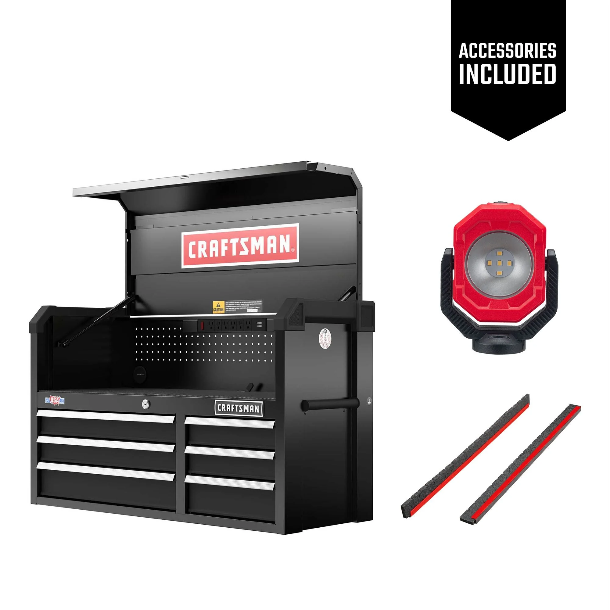 CRAFTSMAN S2000 41 in. 6-Drawer Chest W/Light & Divide (CMST34162BK)