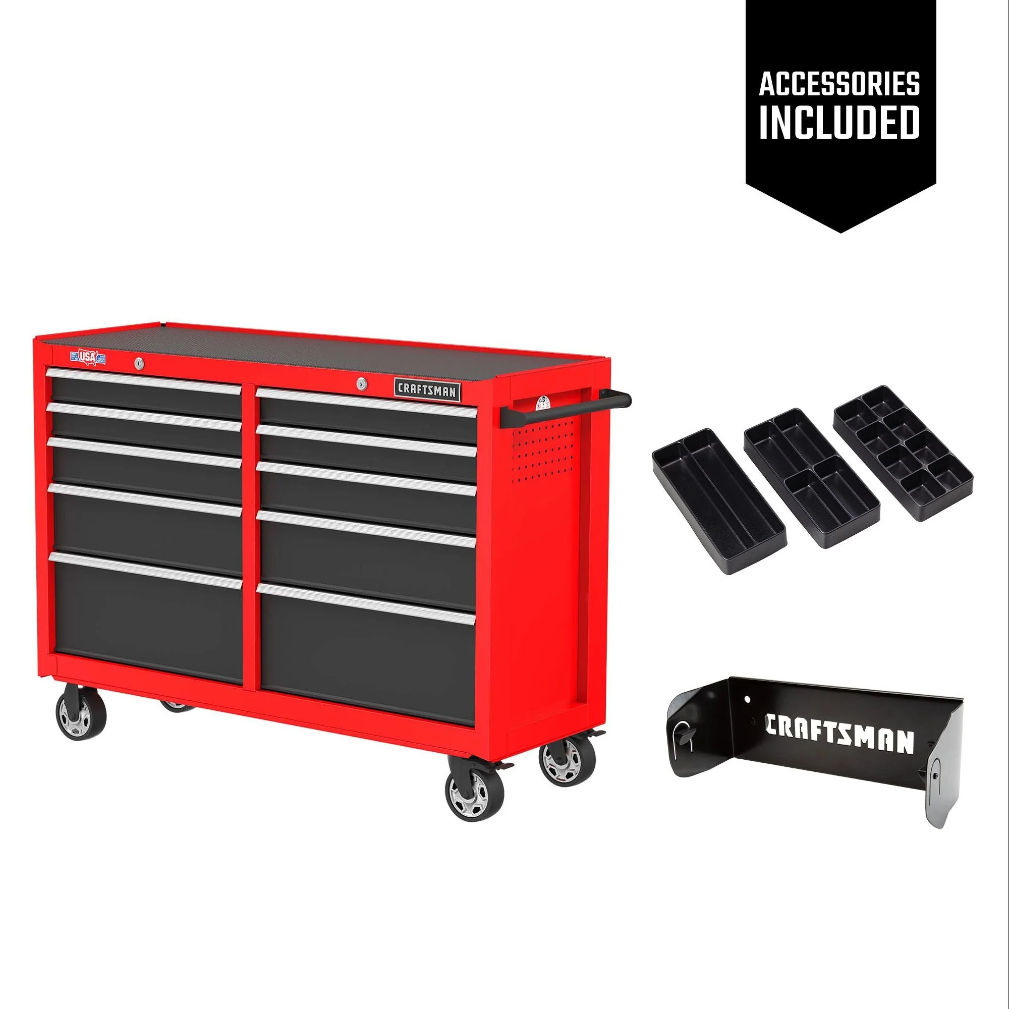 CRAFTSMAN S2000 52 in.10-Drawer Cabinet W/Tray & Holder RB (CMST352102RB)