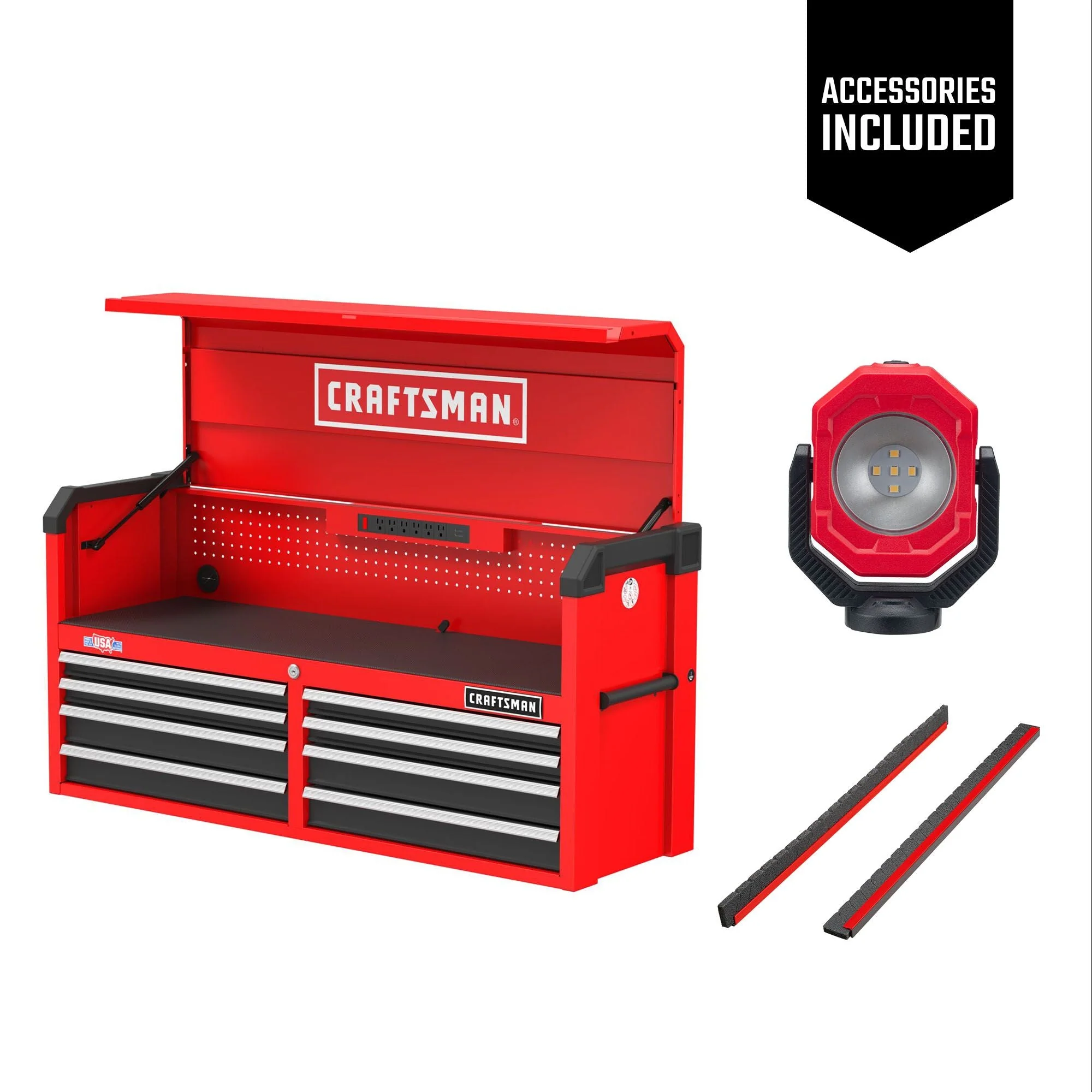 CRAFTSMAN S2000 52" 8-DWR CHEST W/ LIGHT & DIVIDER CMST35282RB