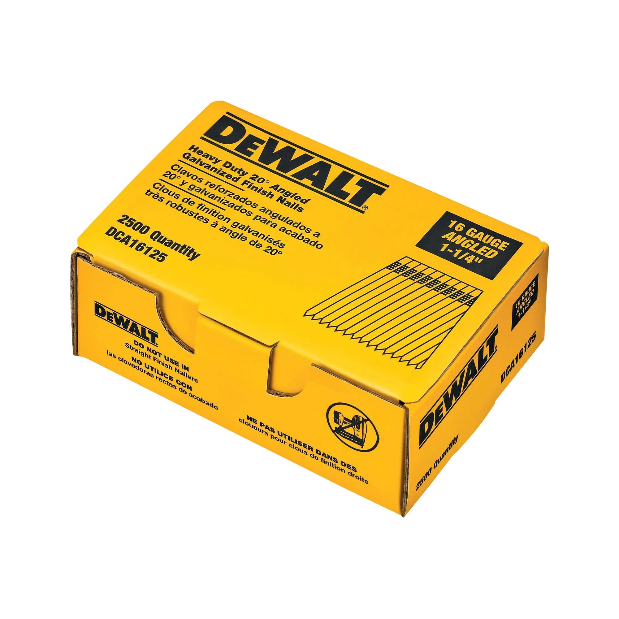 DEWALT Finish Nails, 20-Degree, 1-1/4-Inch, 16Ga, 2500-Pack