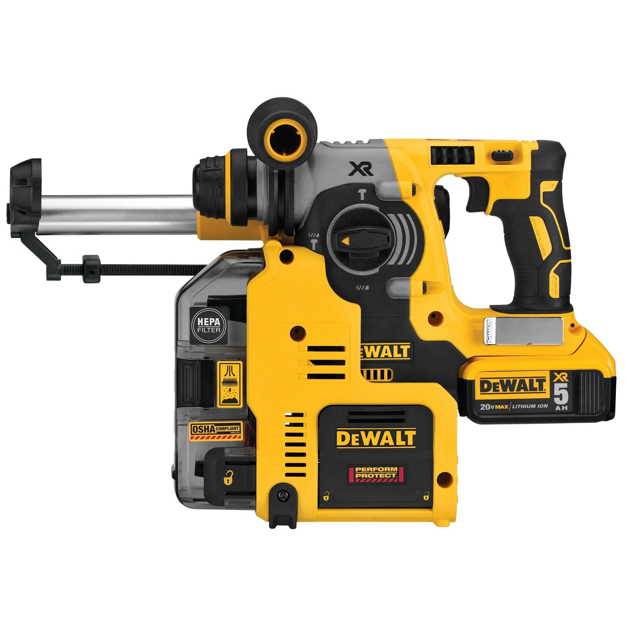 DEWALT 20V Max Xr Rotary Hammer, Sds Plus, L-Shape, On-Board Dust Extractor, 1-Inch