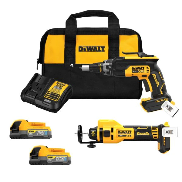 DEWALT 20V MAX* XR Brushless Drywall Screwgun and Cut-Out Tool Combo Kit (1.7Ah POWESTACK)