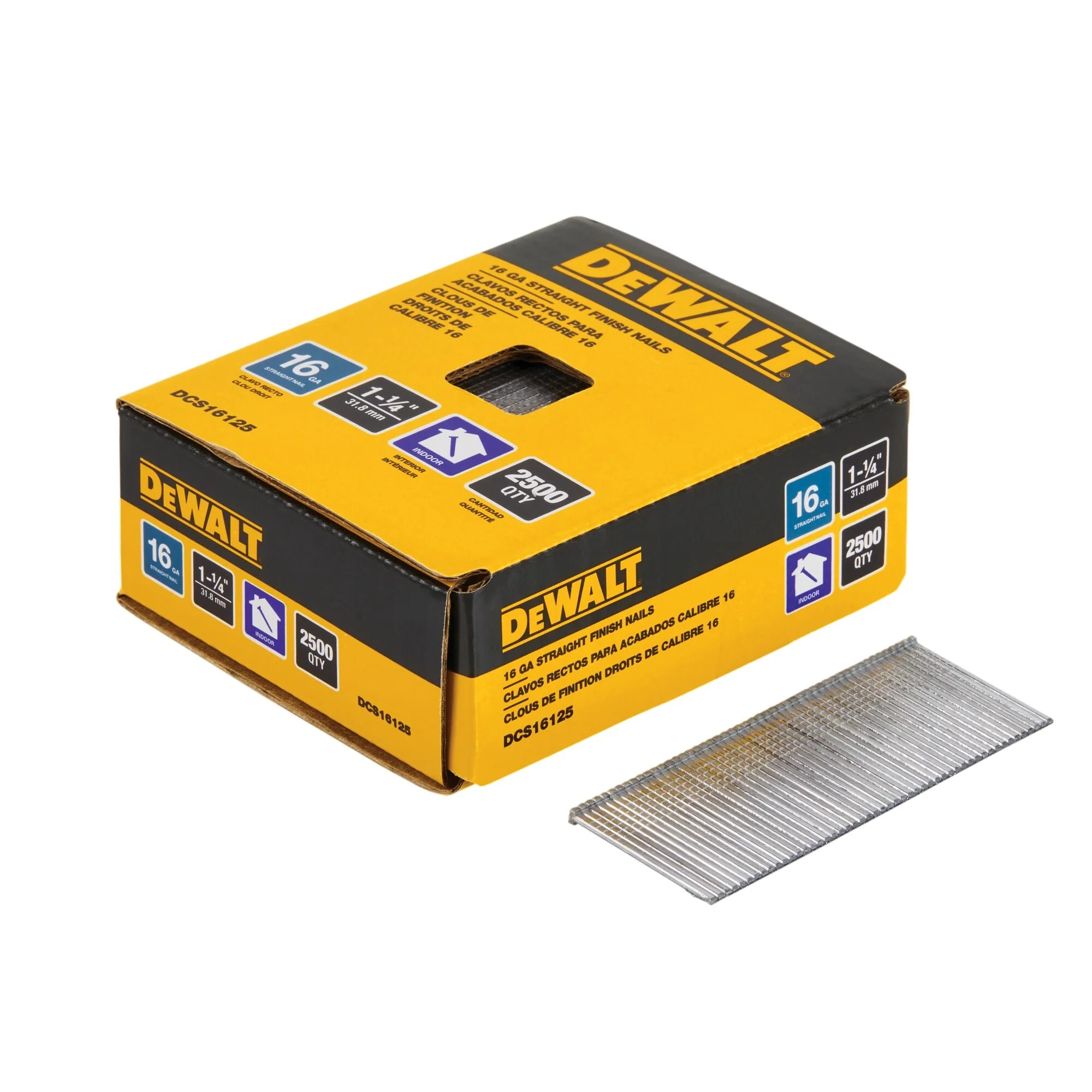 DEWALT Finish Nails, 1-1/4-Inch, 16Ga, 2000-Pack
