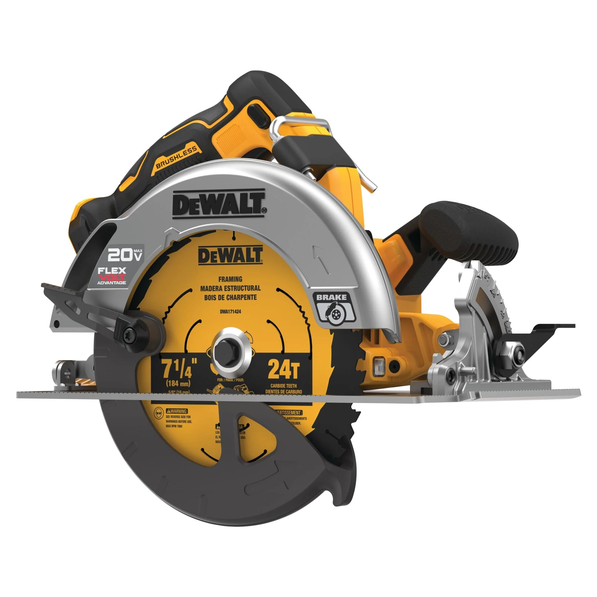 DEWALT 20V Max 7-1/4 In. Brushless Cordless Circular Saw With Flexvolt Advantage (Tool Only)