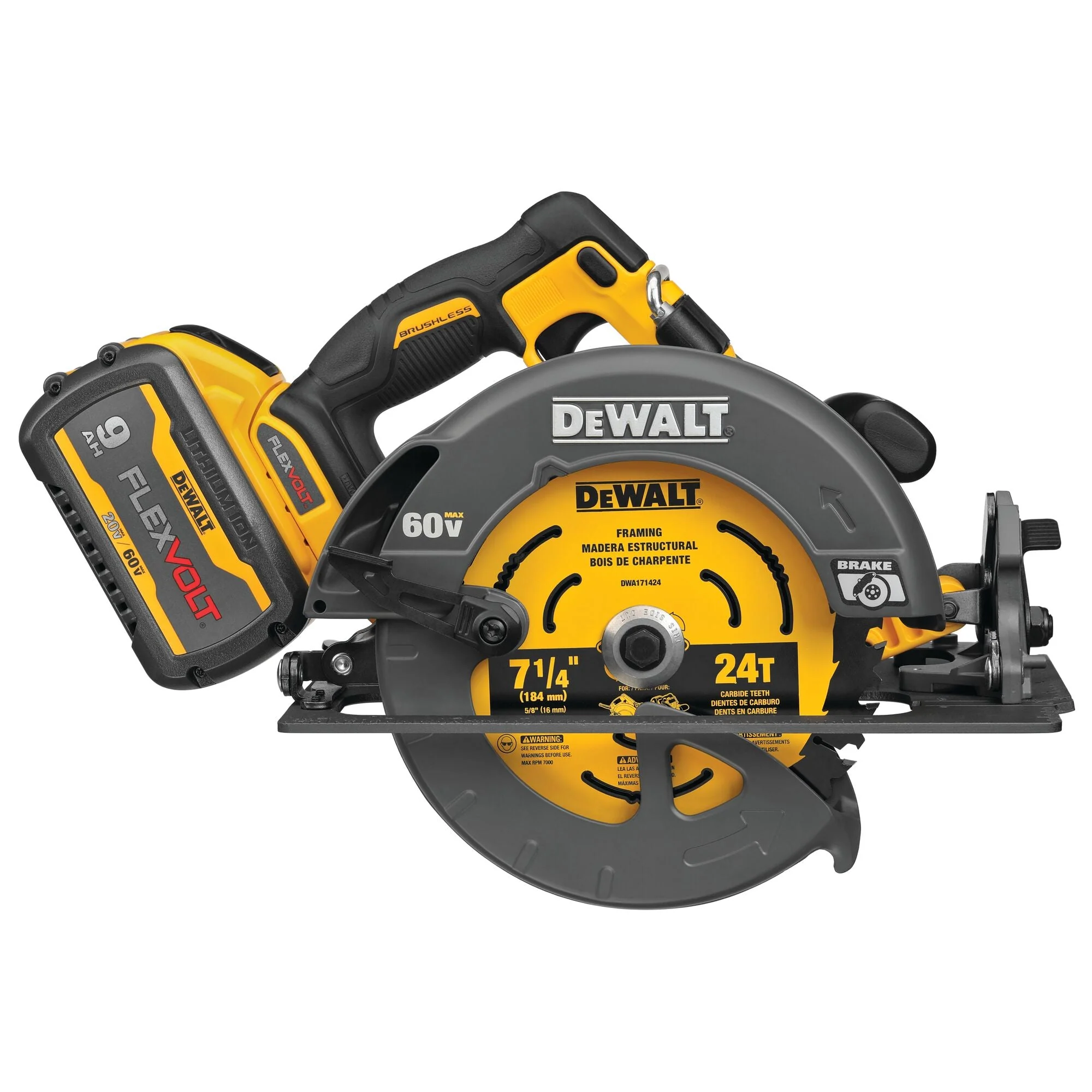 DEWALT Flexvolt 60V Max Brushless7-1/4 In. Cordless Circular Saw With Brake Kit
