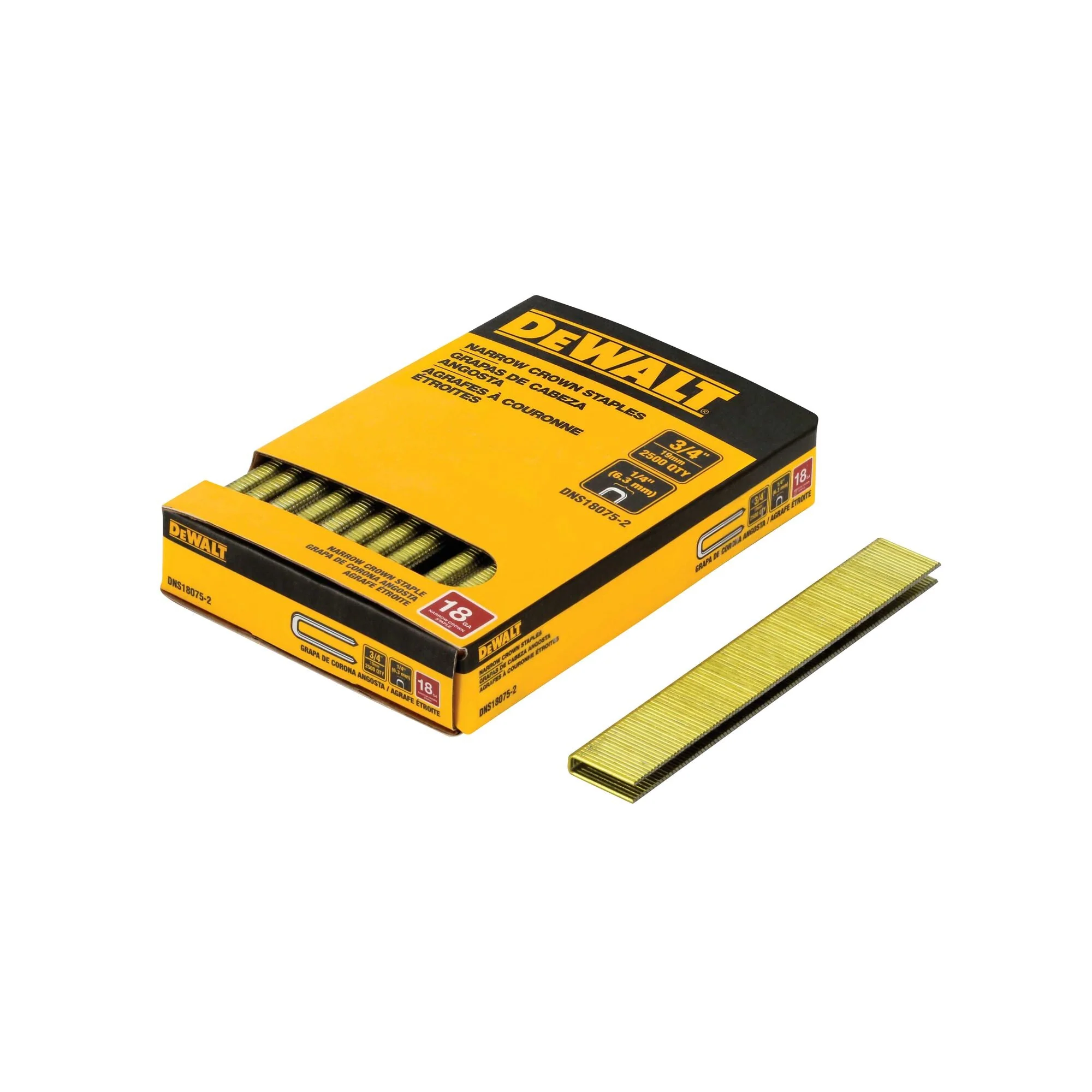 DEWALT 3/4 in. 18 Gauge 1/4 in. Crown Staples (2,500 PK)