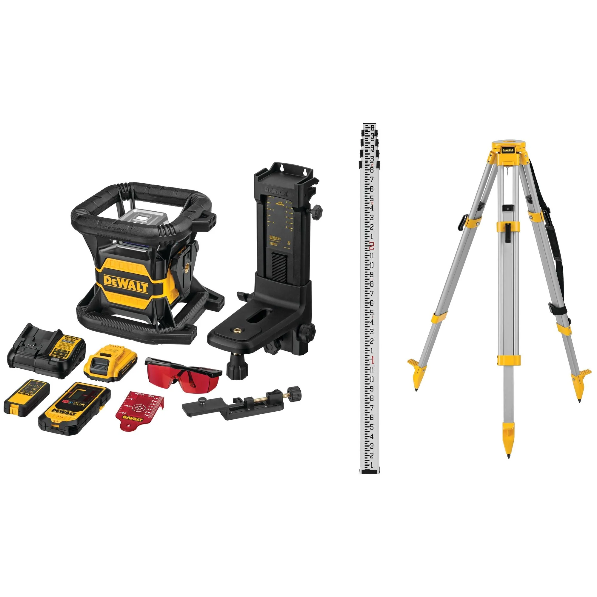 DEWALT DW080LRSK 20V RED BT ROTARY LASER FULL KIT