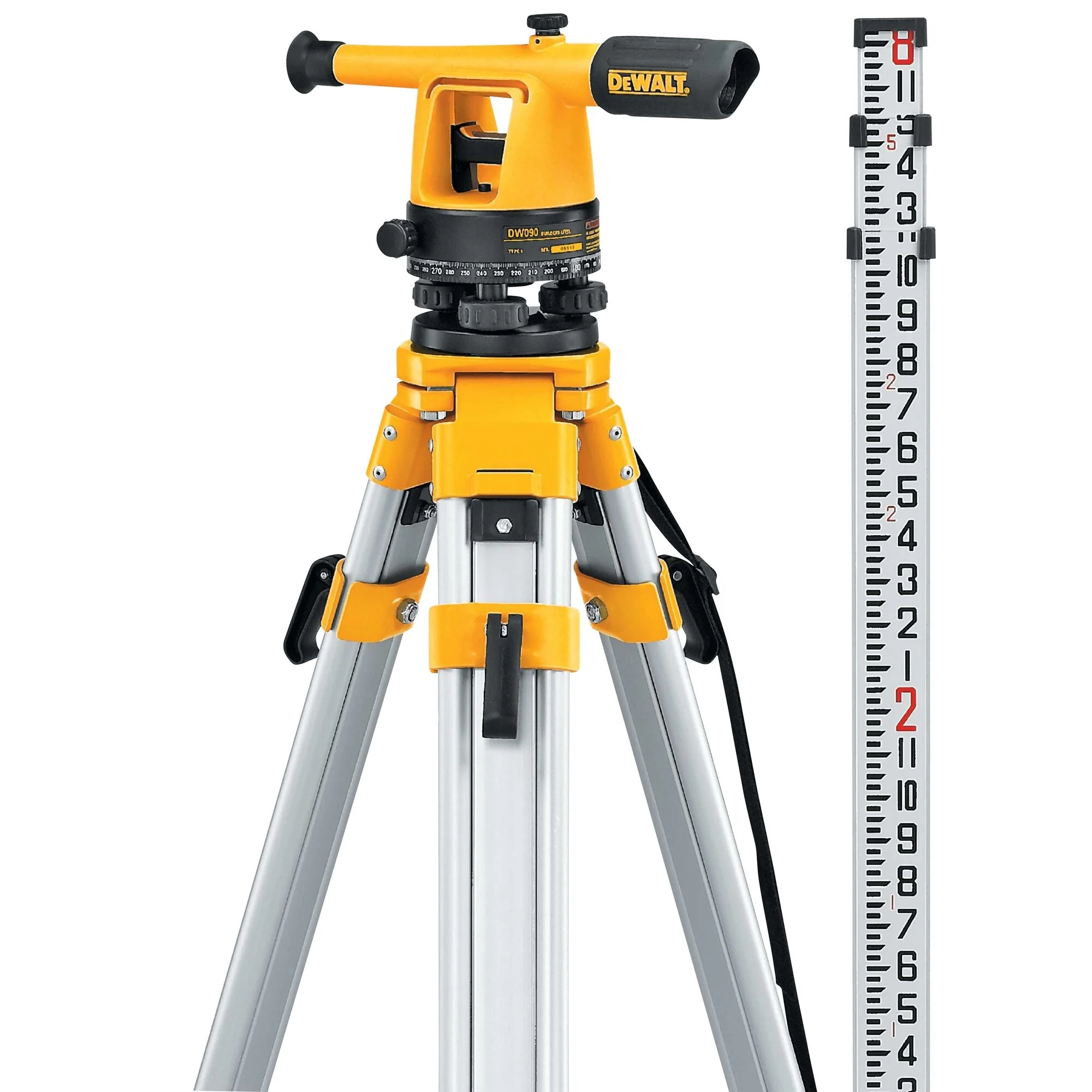 DEWALT Transit Level, Surveying Tool With Tripod And Rod, 20X Magnification