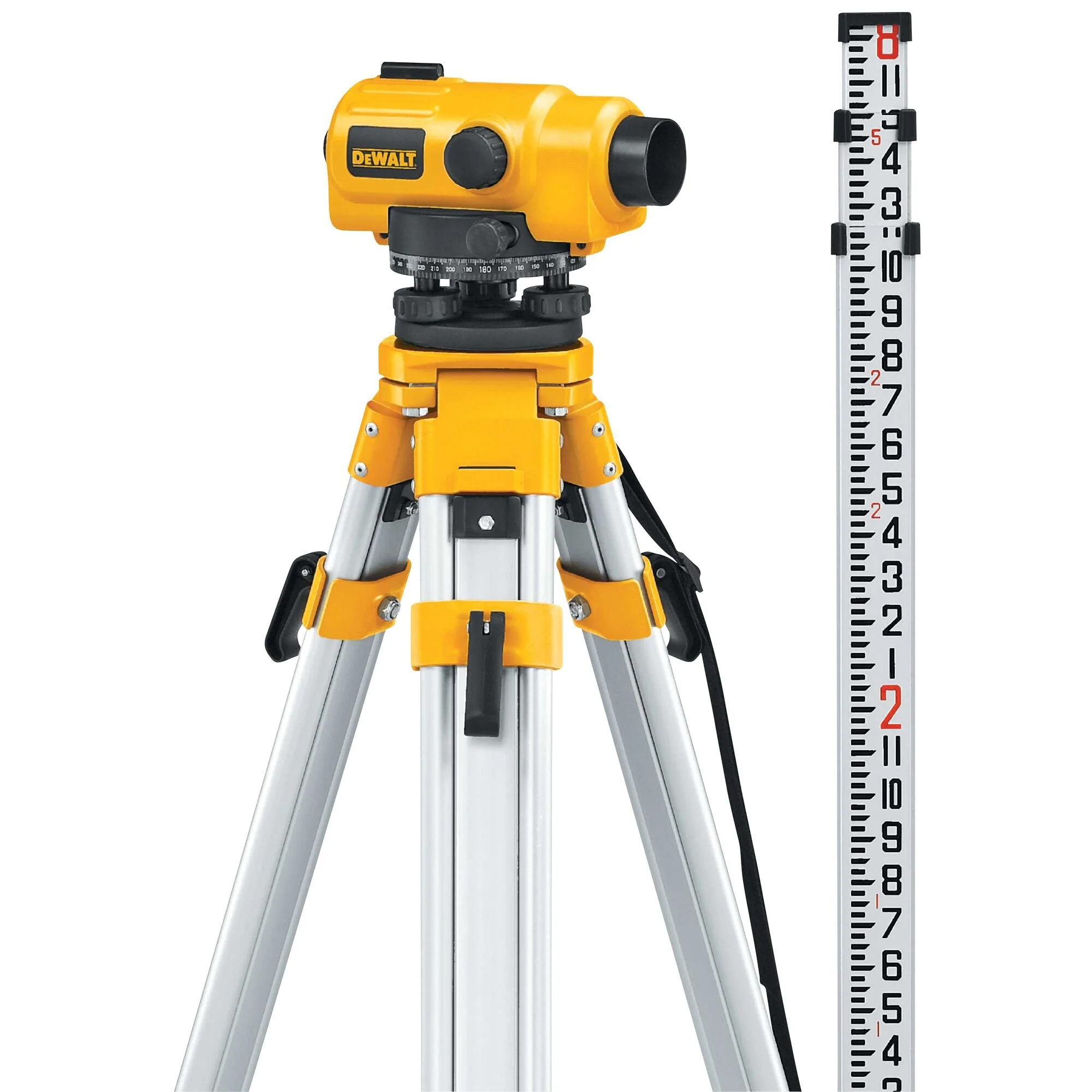 DEWALT 26X Automatic Optical Level Kit With Tripod, Rod, And Carrying Case , Yellow