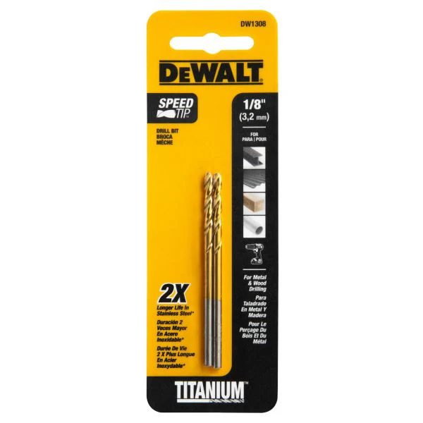 DEWALT 1/8In Titanium Speed Tip Drill Bit -2 Pk
