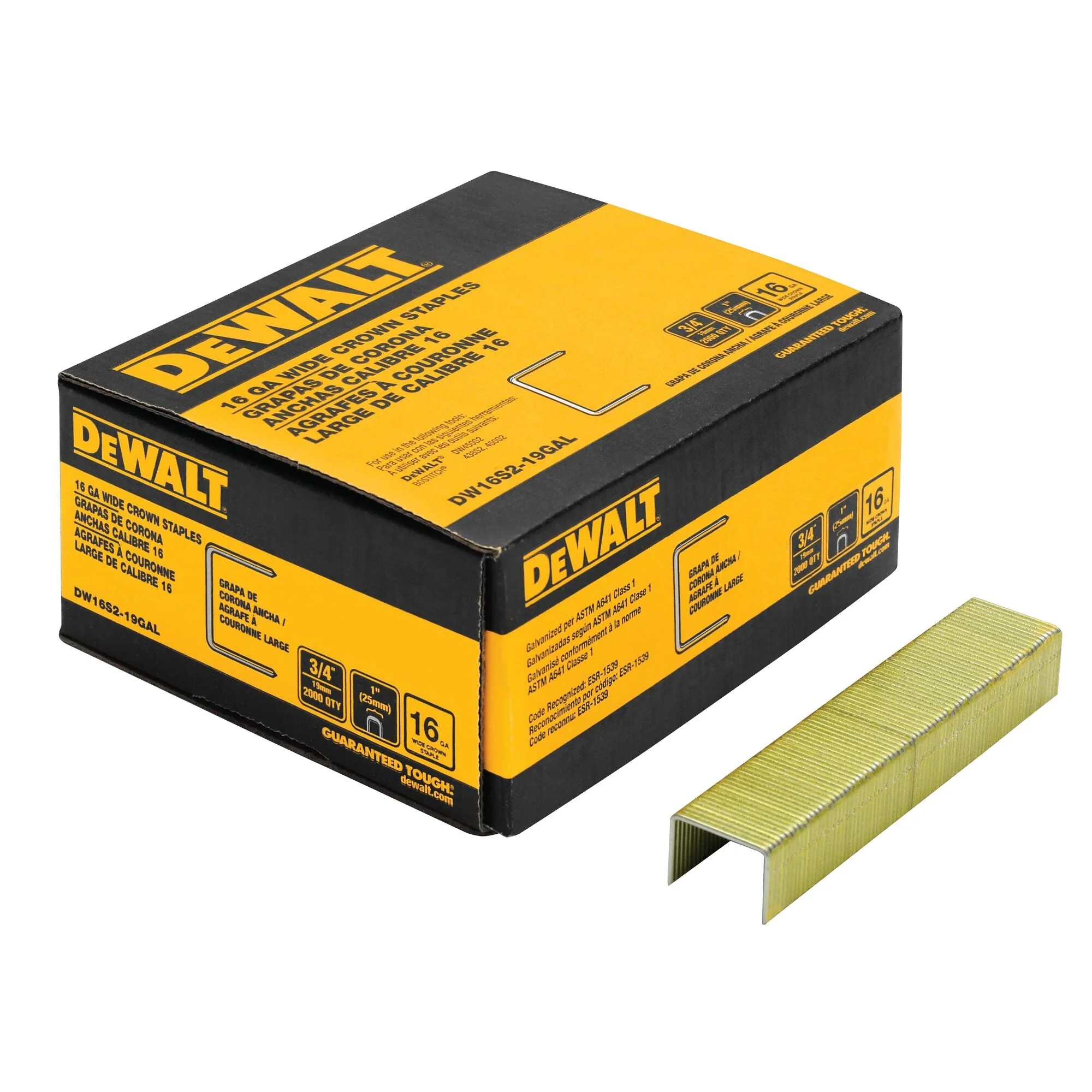 DEWALT 3/4" 16 Gauge 1" Crown Galvanized Construction Staple