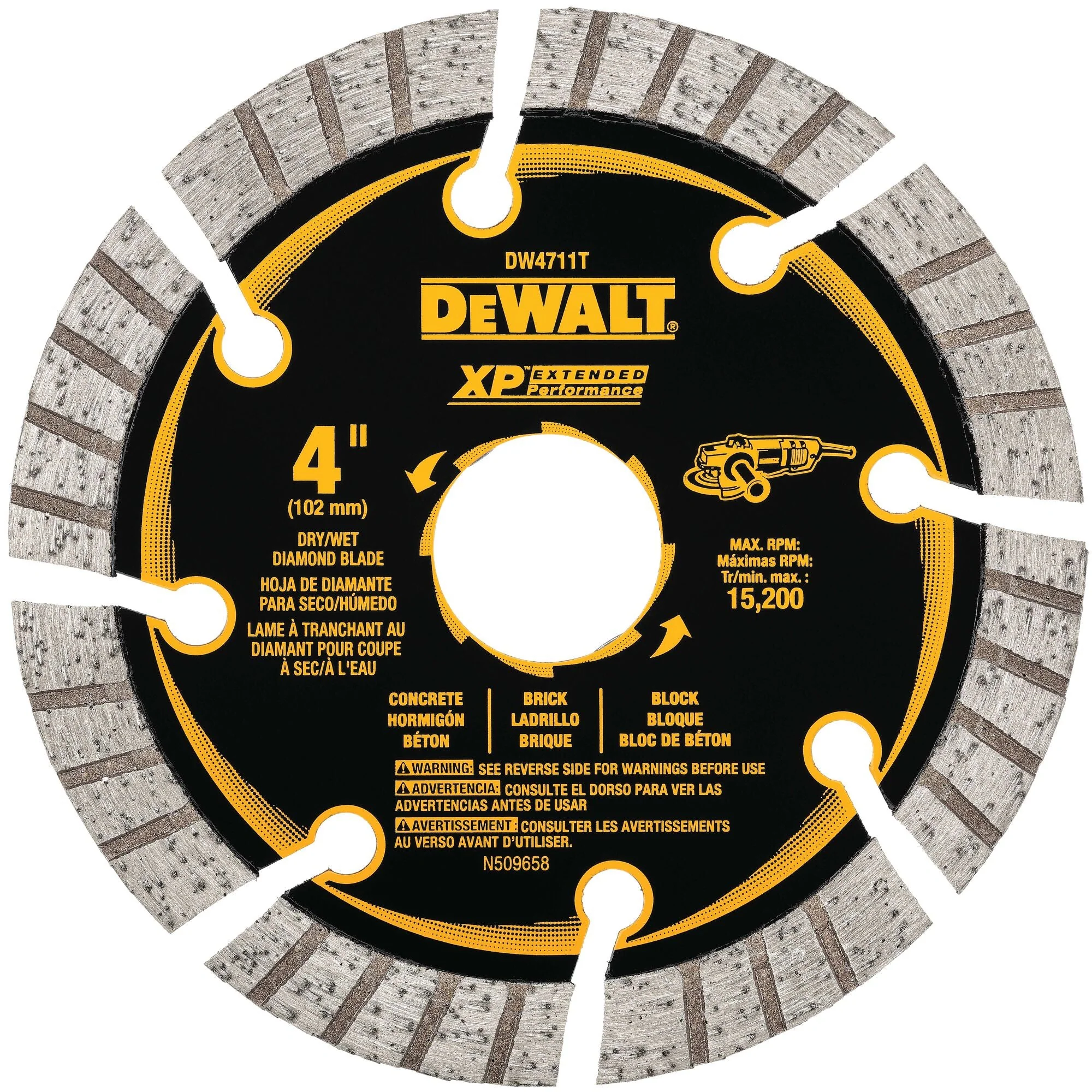DEWALT 4” XP Turbo Segmented Diamond Blade
