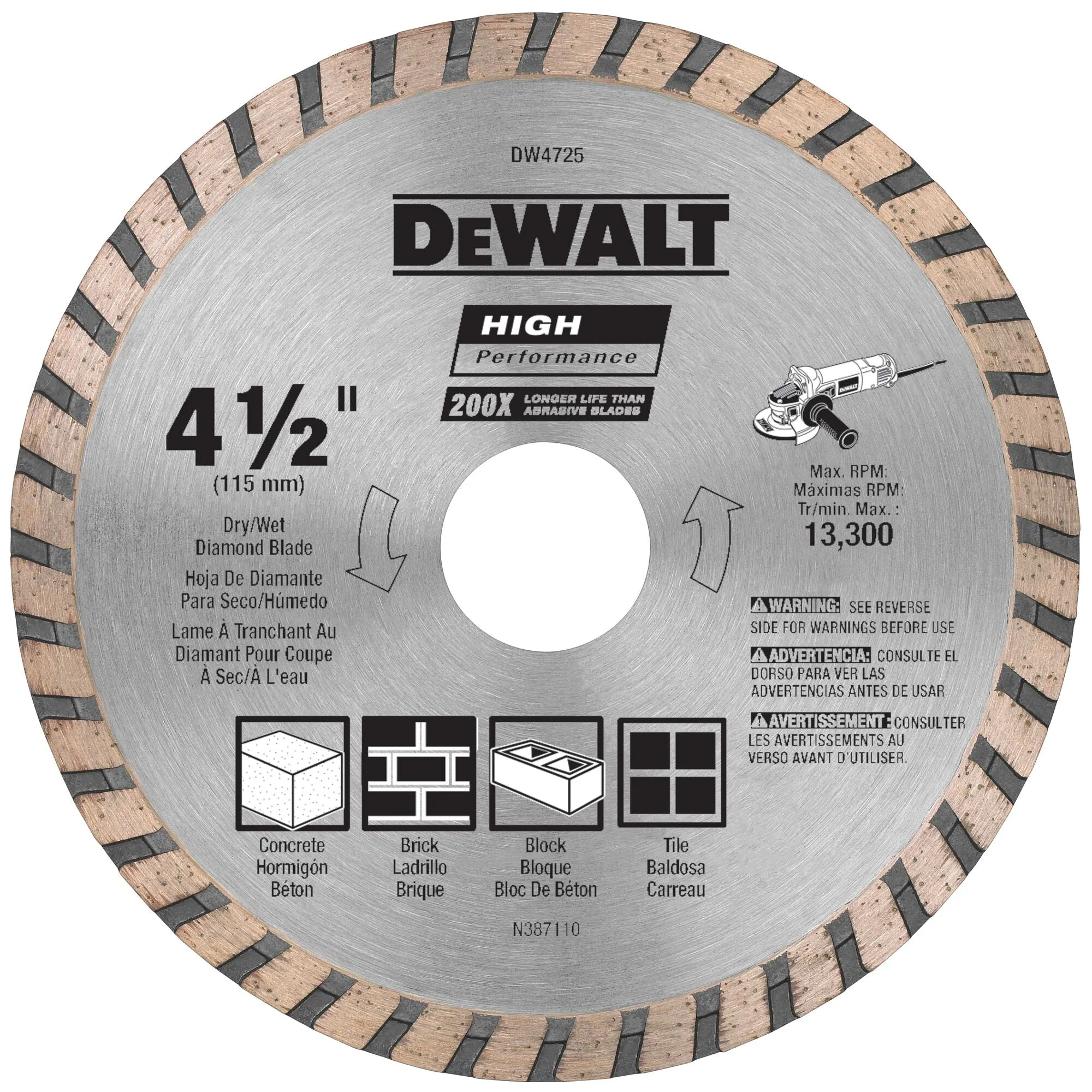 4-1/2" High Performance Diamond Masonry Blade
