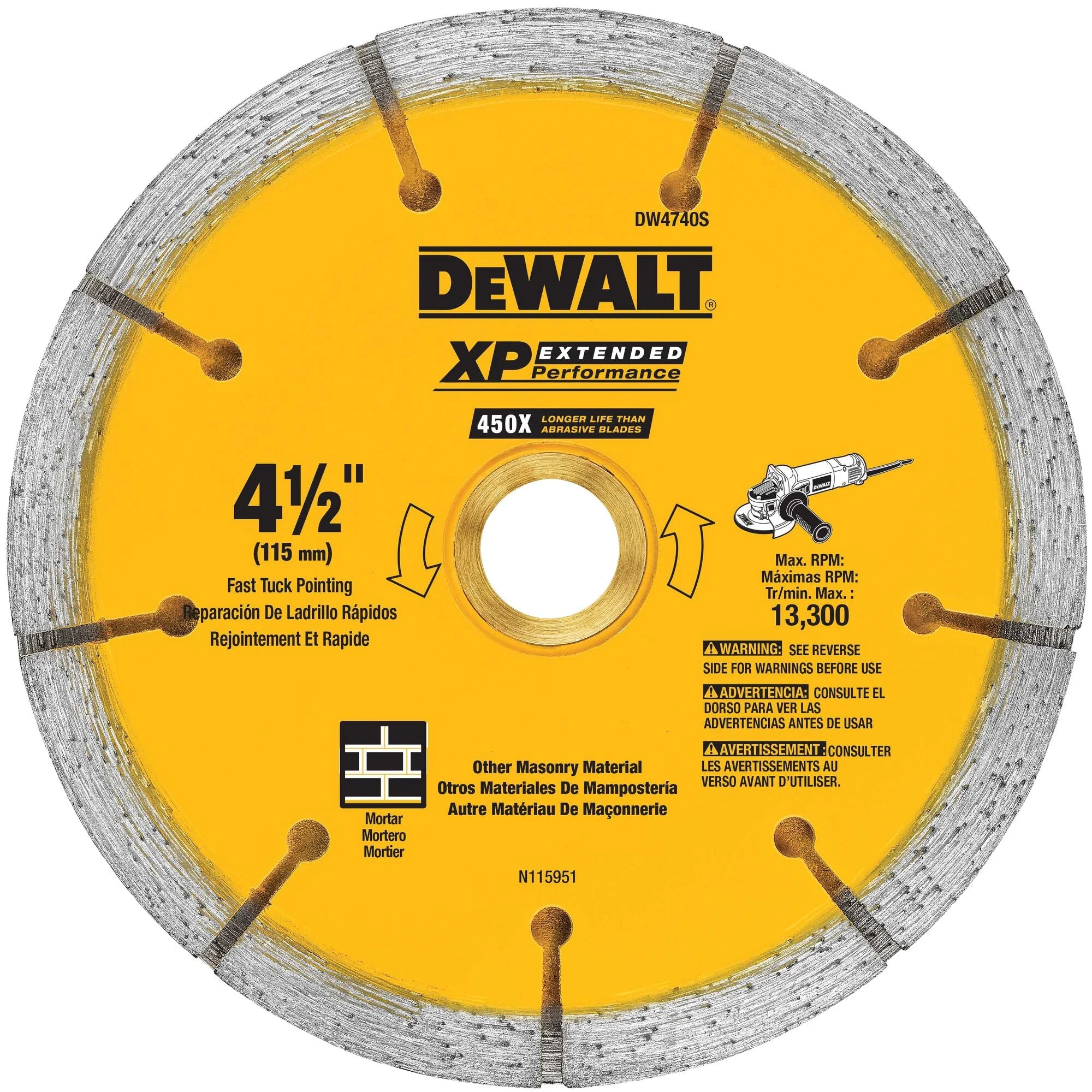 DEWALT DW4740S 0.250 XP Sandwich Tuck Point Blade, 4-1/2-Inch