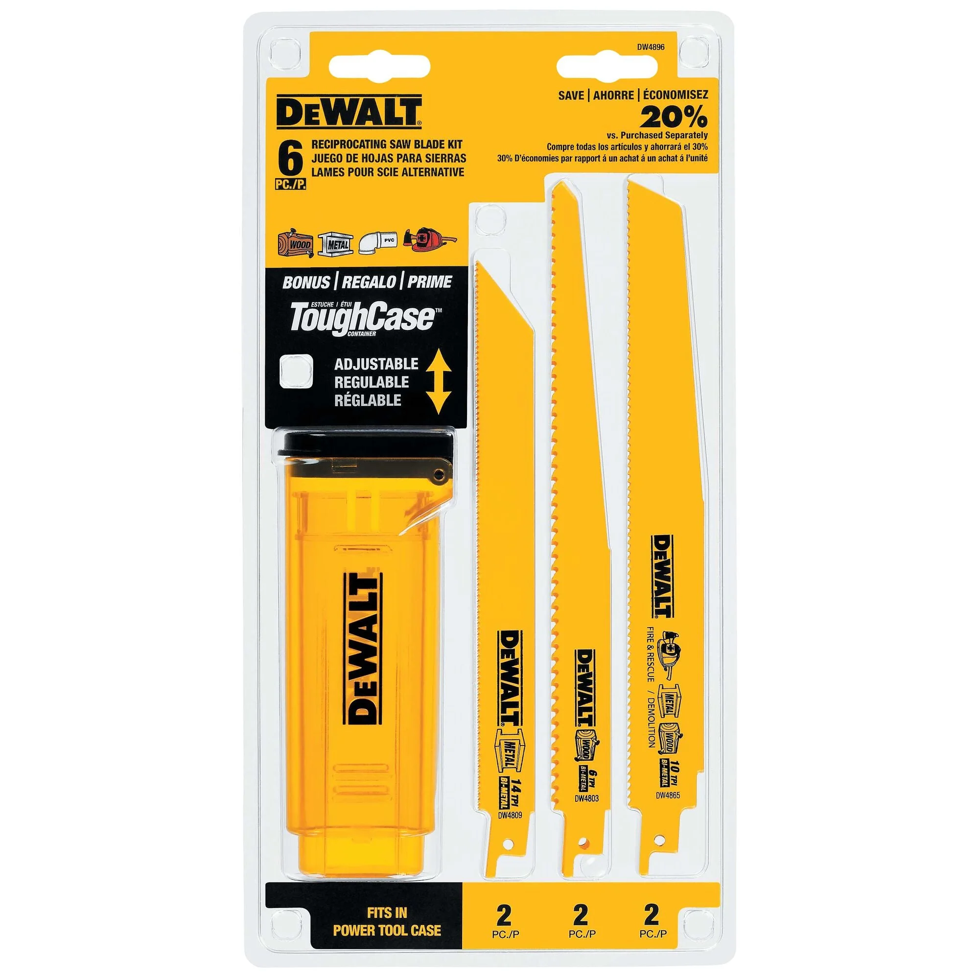 DEWALT Reciprocating Saw Blades, Bi-Metal, 6-Piece Set