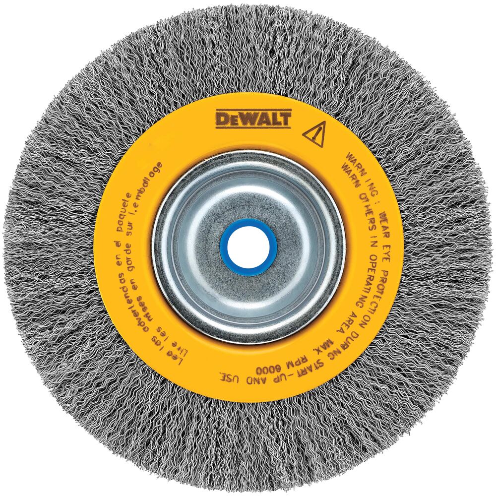 8" Crimped Bench Wire Wheel 5/8" Abror, Medium Face, .014" Wire