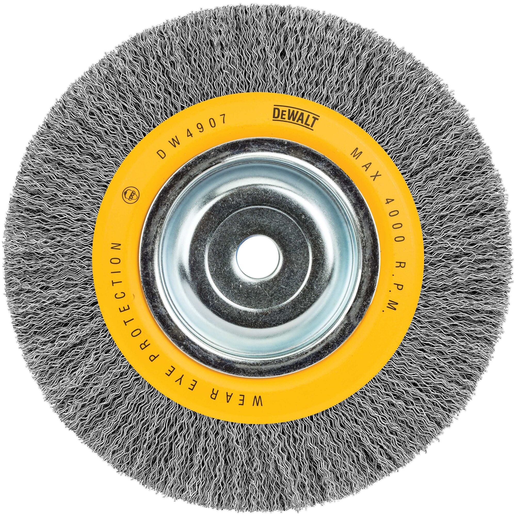 DEWALT Wire Wheel, 8-Inch, Crimped, 5/8-Inch Arbor, Wide Face, .014-Inch
