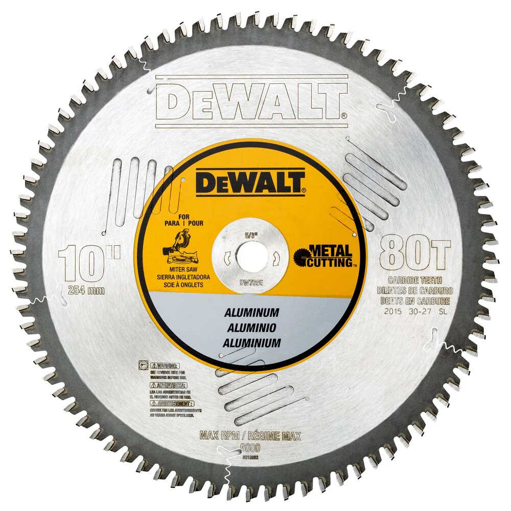 DEWALT 10In 80T Alum Thin Plt Mtl Cut 5/8In Arb