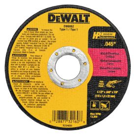 DEWALT 4-1/2 In x .045 in Aluminum Oxide Abrasive Chop / Cut-Off Blade with 7/8 in Arbor For Metal Cutting (1 Pack)