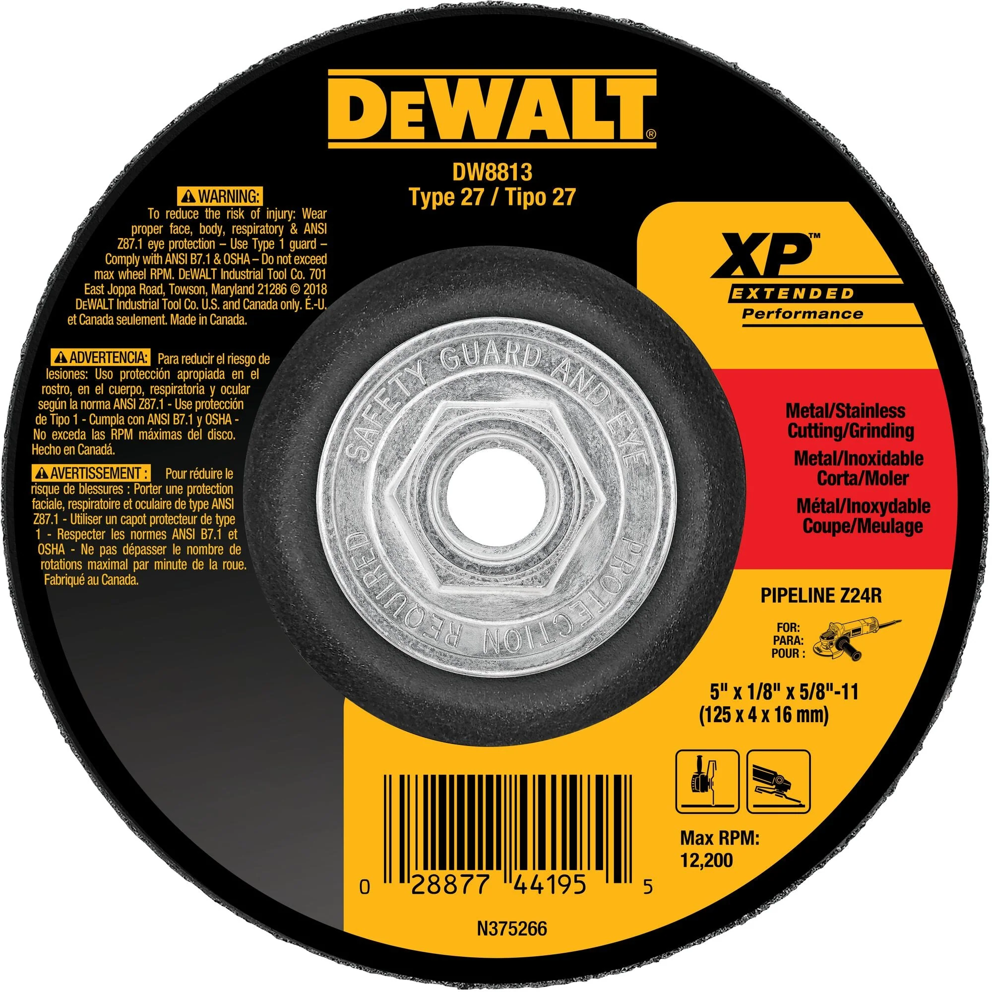 DEWALT 9In X 1/8In X 5/8In -11 Zirconia Abra