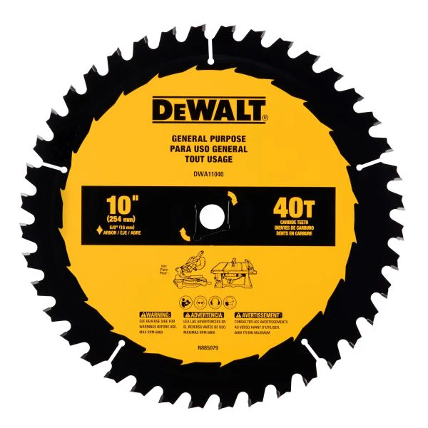 DEWALT 10 In Carbide Table Saw Blade 40 Tooth with 5/8 in Arbor (1 Pack)