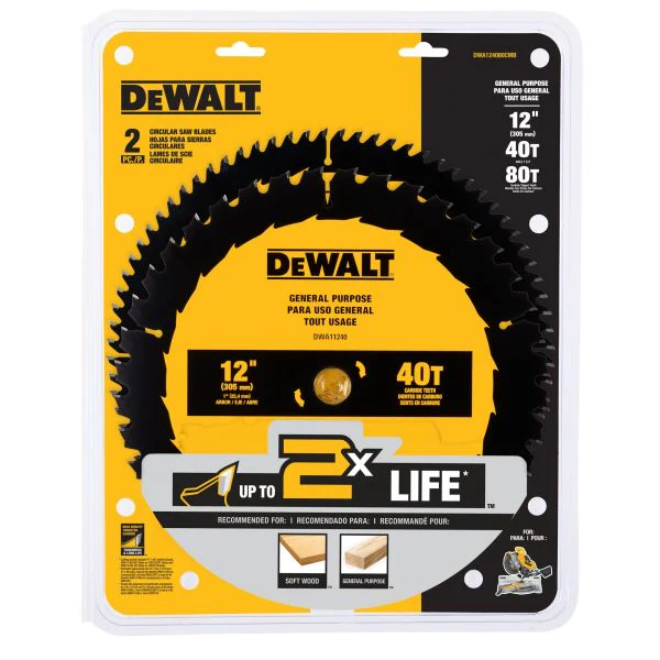 DEWALT 12"" 40T 80T Saw Blade