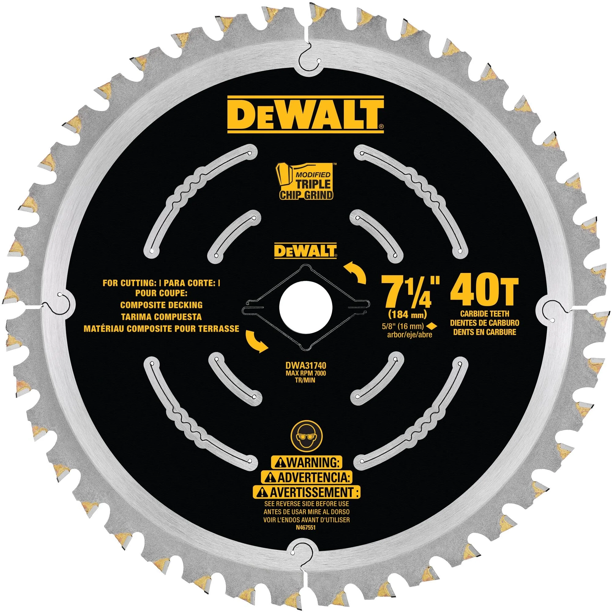 DEWALT Composite Decking Blade, 7-1/4"