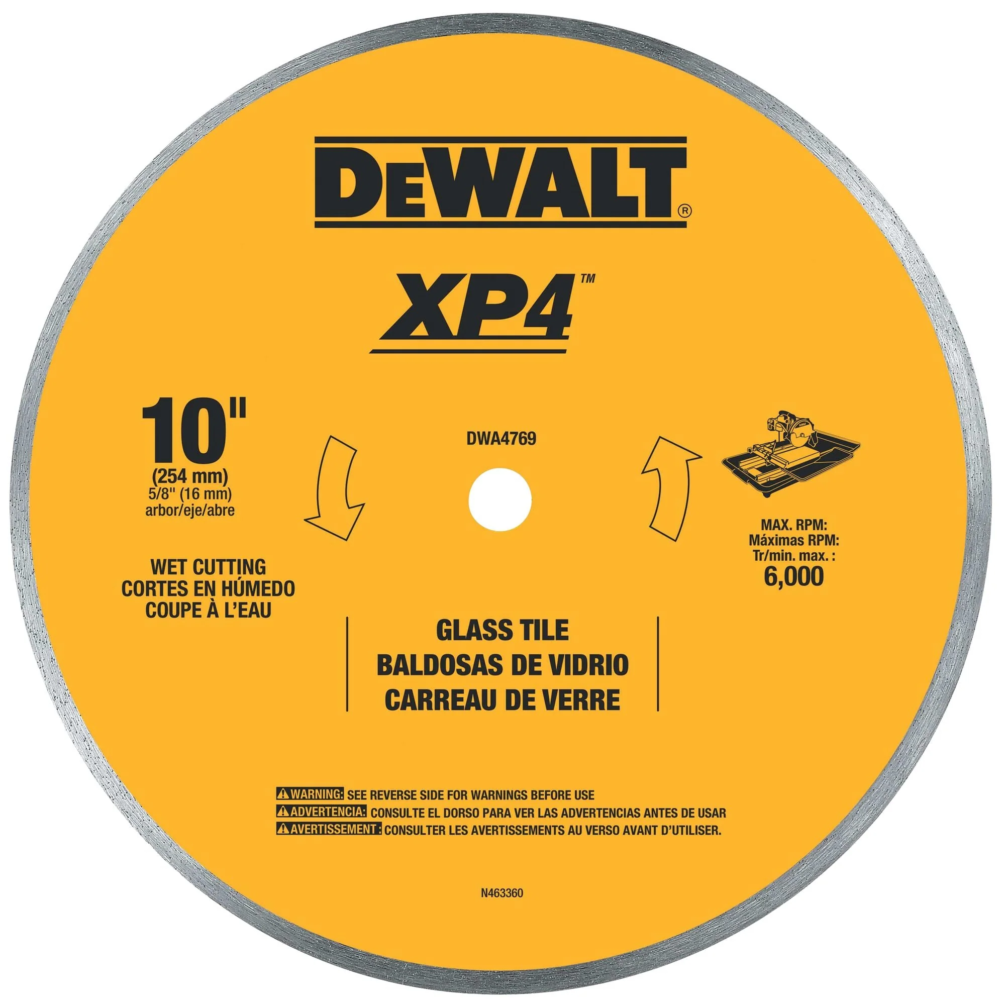 DEWALT Continuous Rim Glass Tile Blade, 10"