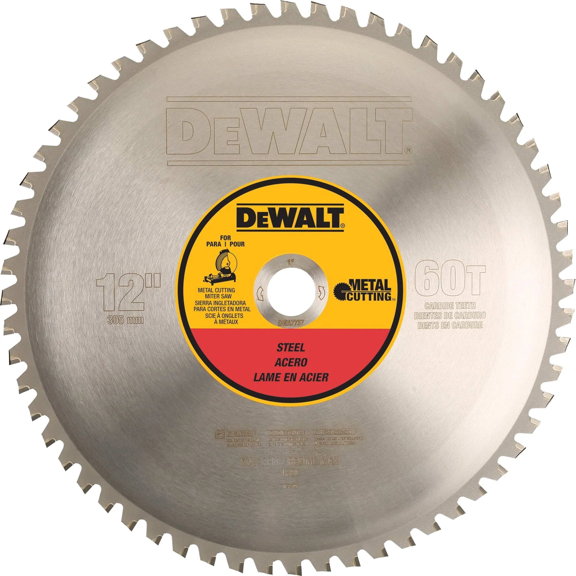 DEWALT 60 Teeth Heavy Gauge Ferrous Metal Cutting 1-Inch Arbor, 12-Inch