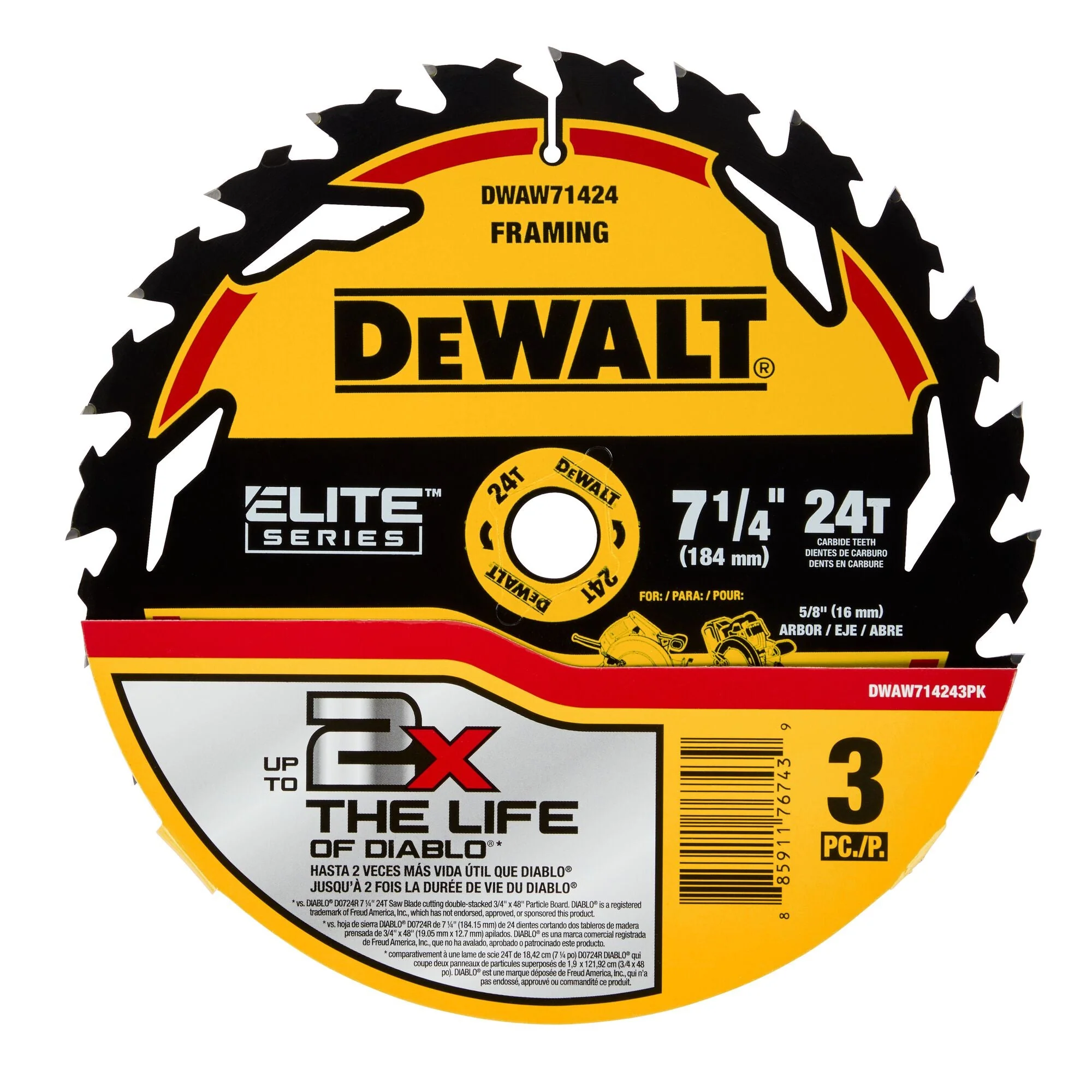 DEWALT 7 1/4In 24T Elite Series Bulk (3)