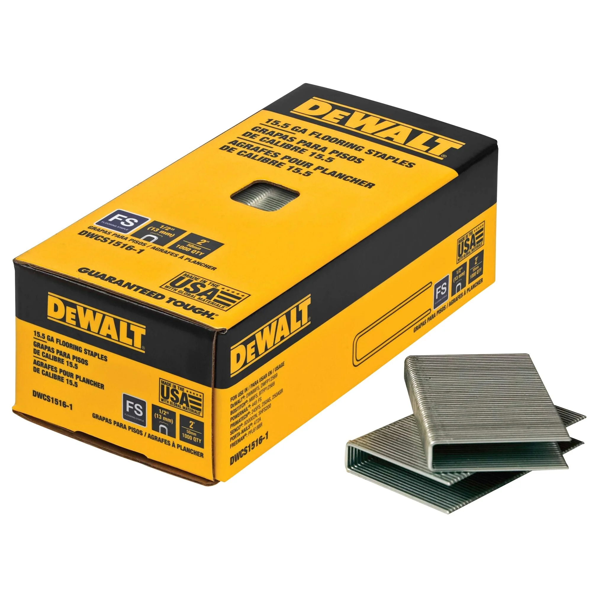 DEWALT 15.5 Gauge, 1/2" Crown, 2" Hardwood Flooring Staples