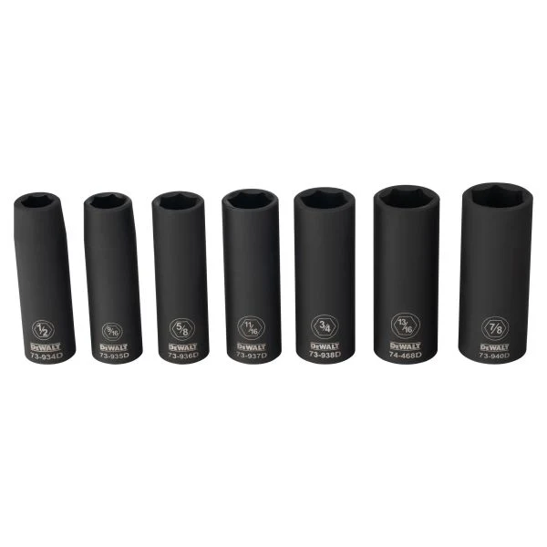 DEWALT Dwt 1/2In Dr 7Pc Dp Impact Socket St Sae