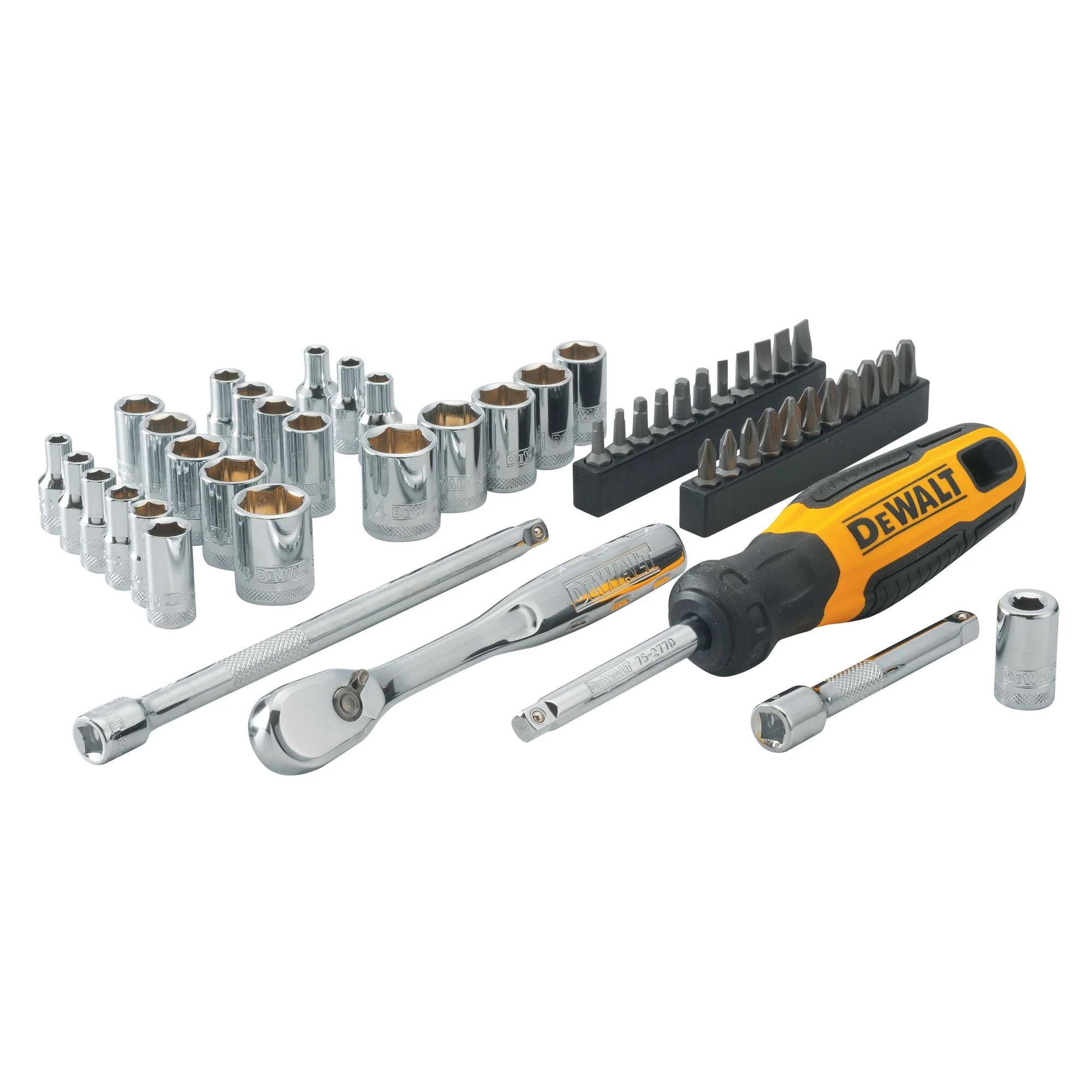 DEWALT 1/4 in. 6 pt. Socket Set with Accessories, Metric and Imperial - 50 pc.