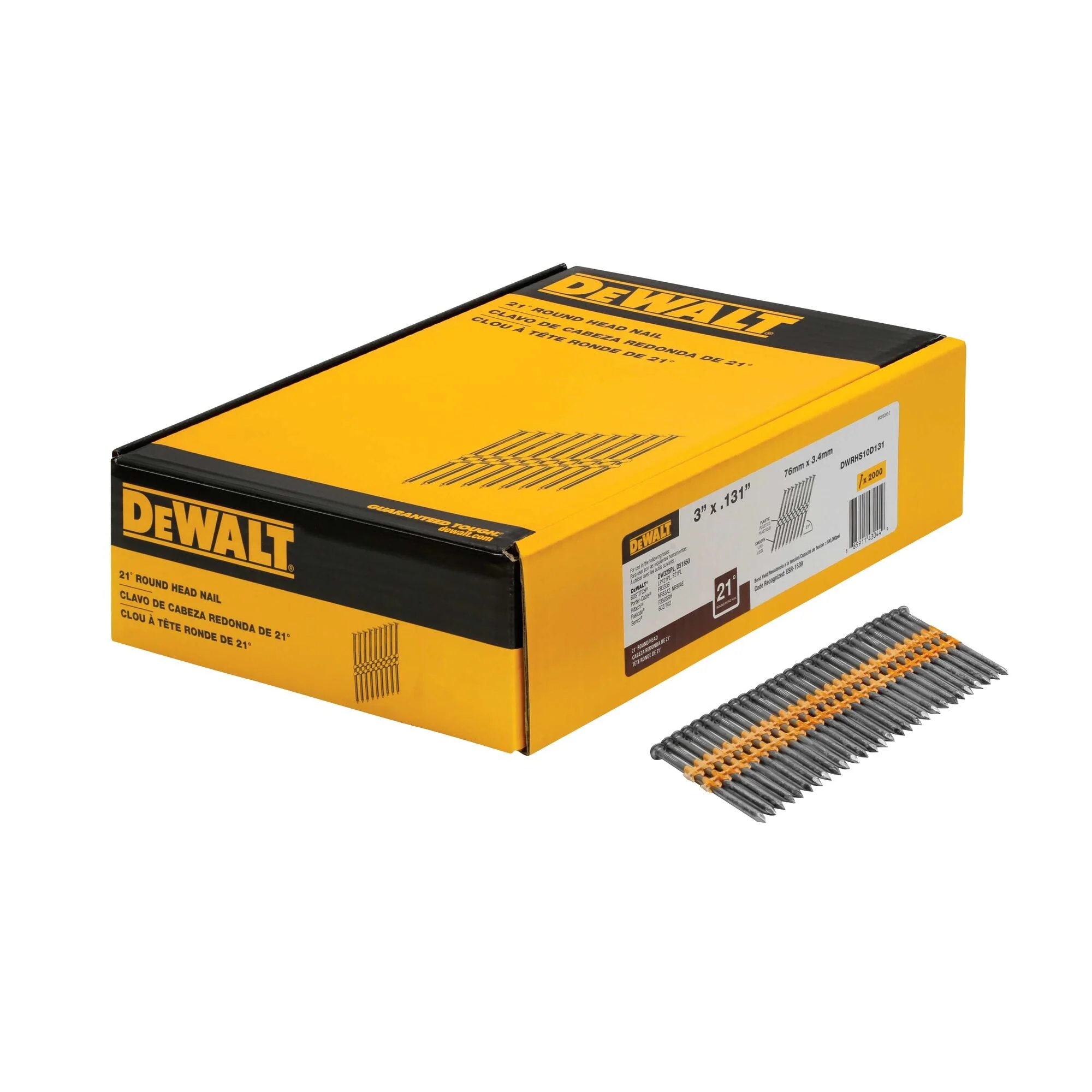 DEWALT 3" X .131" Plastic Collated 21 Degree Smooth Bright Full Round Head