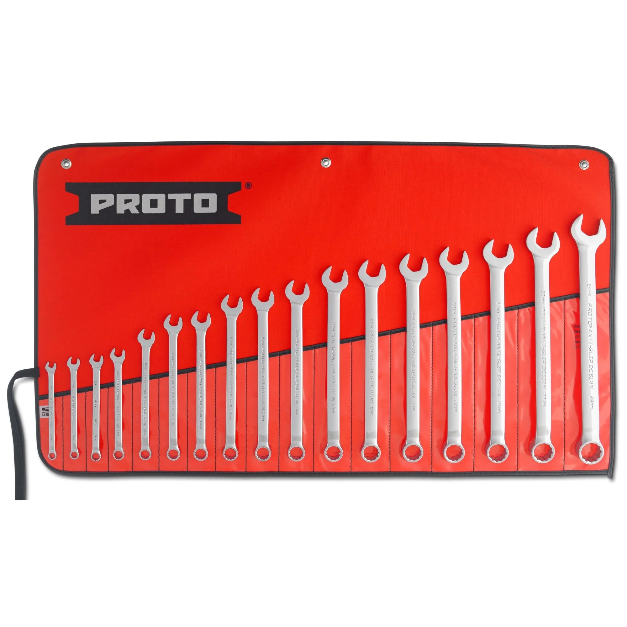 17 Pc Full Polish Metric Combination Wrench Set - 12 Pt