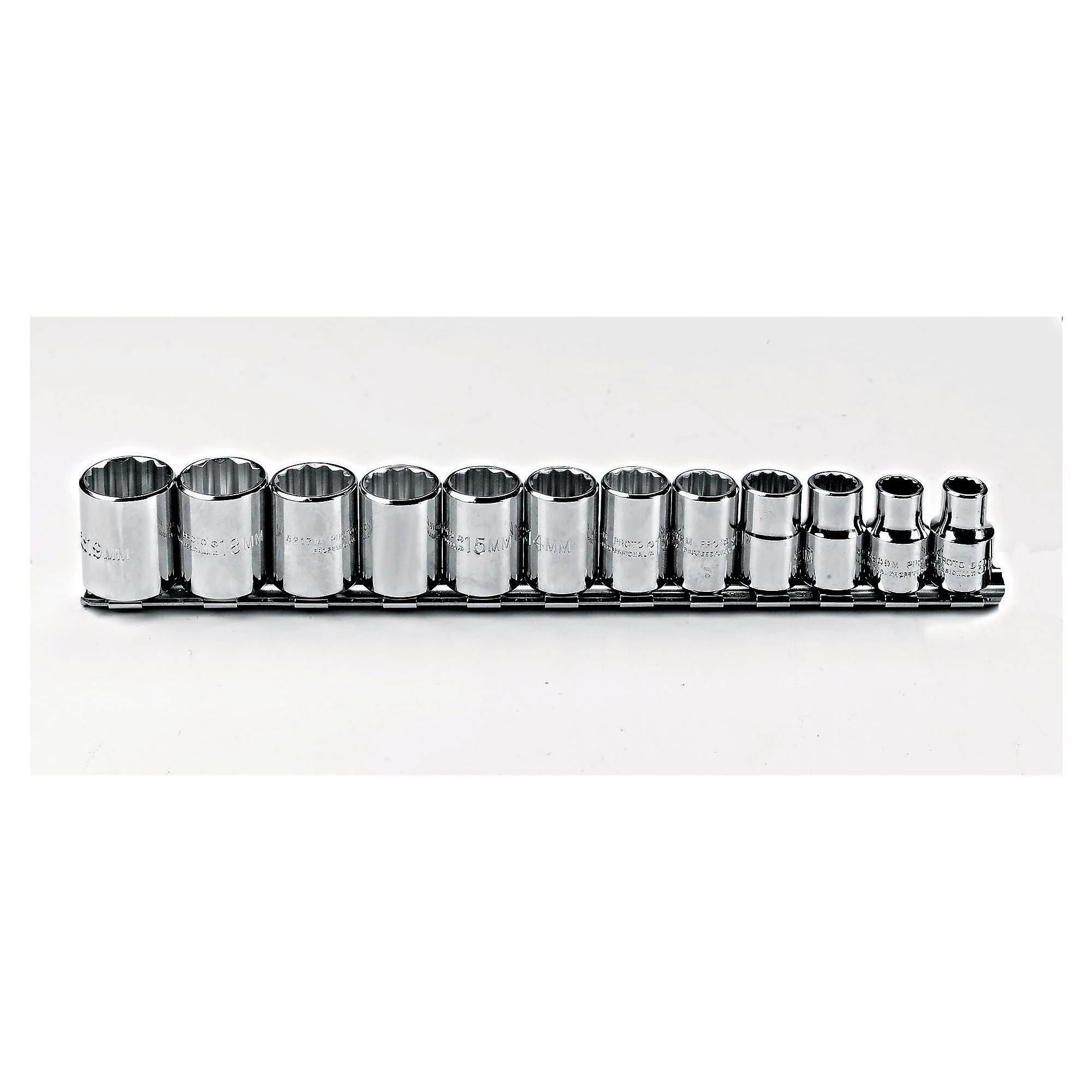 3/8" Drive 12 Piece Metric Socket Set - 12 Point