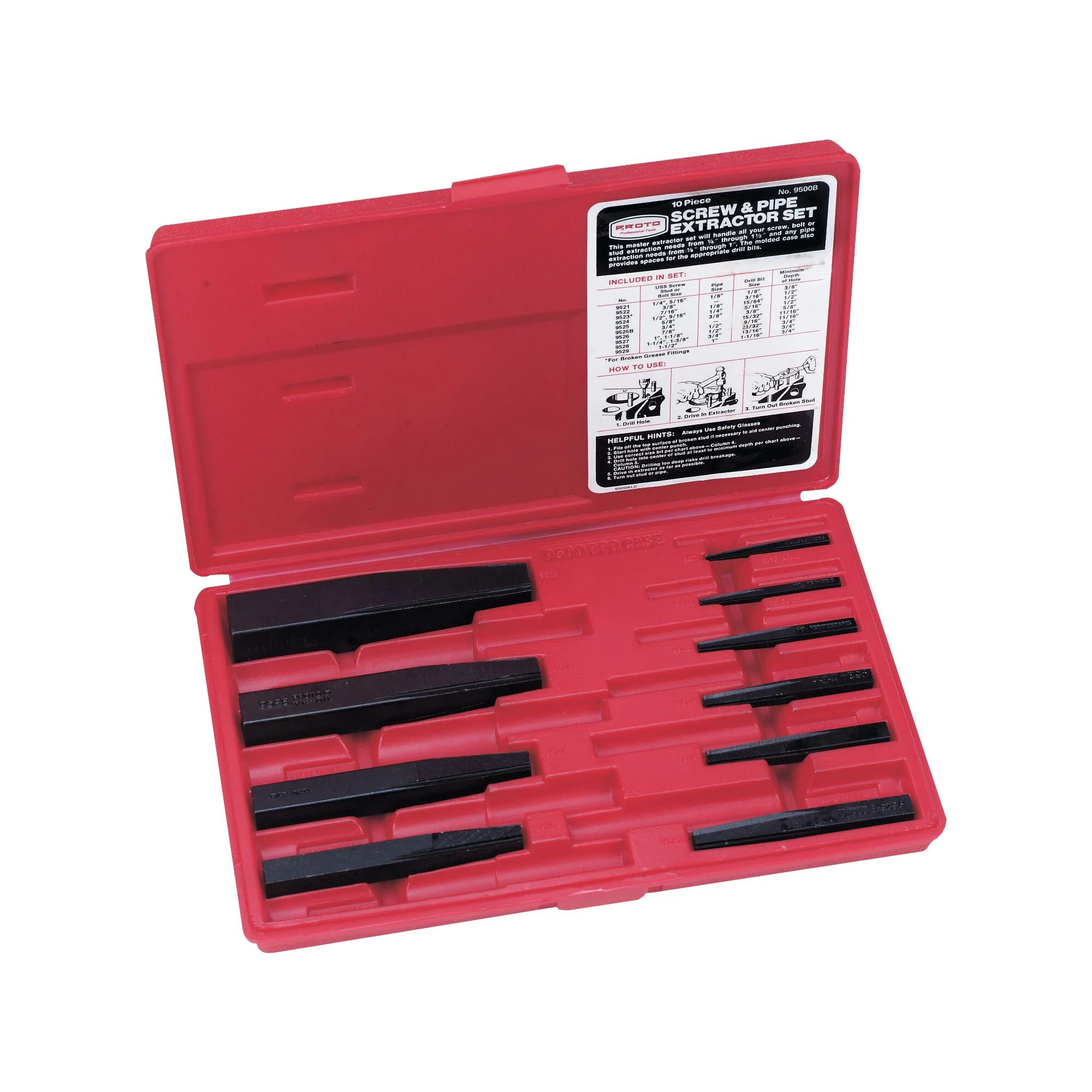 10 Pc Screw Extractor Set