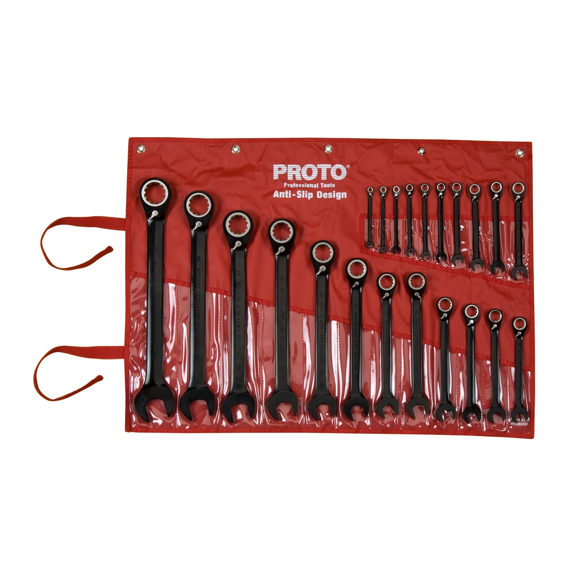 22 Pc Black Chrome Reversible Combination Ratcheting Wrench